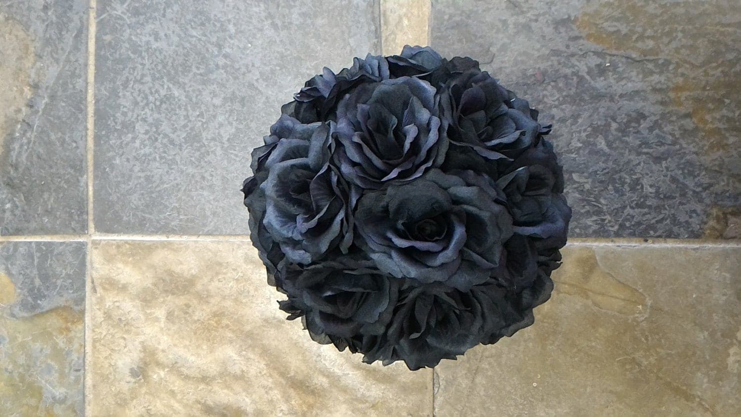 Black RoseFlower Ball Pomander Rose Balls Wedding decoration Ball Silk Rose Kissing Ball Faux Flowers/Mutiple sizes/Aisle decor/ Centerpiece