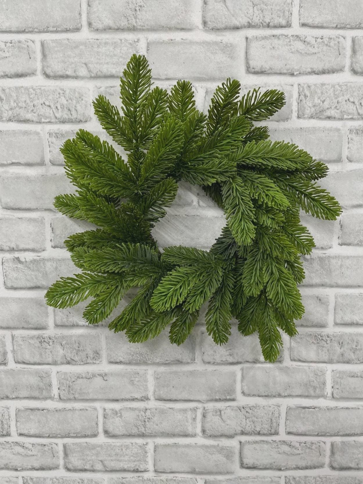 13" Noble Fir Candle Wreath - Fresh Touch Faux Winter Greenery, Christmas Door Hanger, Holiday Table Centerpiece Pillar Holder Supply