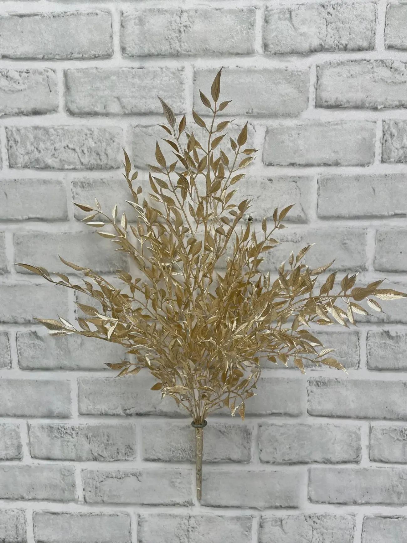 20" Artificial Champagne/Gold Smilax Bush - Metallic Shimmer Greenery - Elegant Holiday Floral Stem - Luxury Wedding & Event Decor Accent
