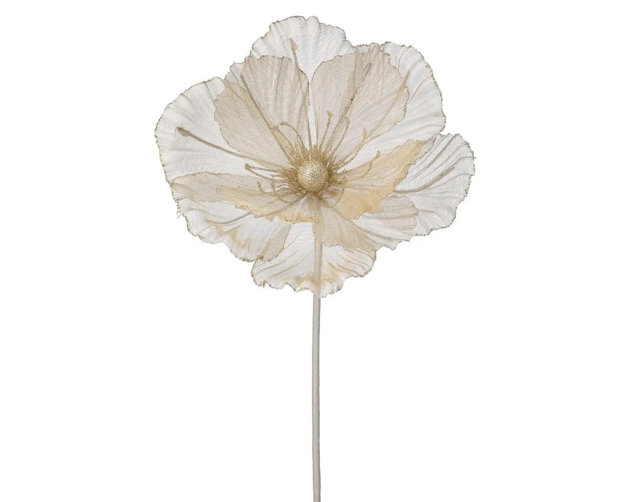 22" Champagne Sheer, Glitter Edge Magnolia/Holiday Decor/Christmas Decor/Poinsettia Picks/Poinsettia Flowers/Poinsettias/Wedding