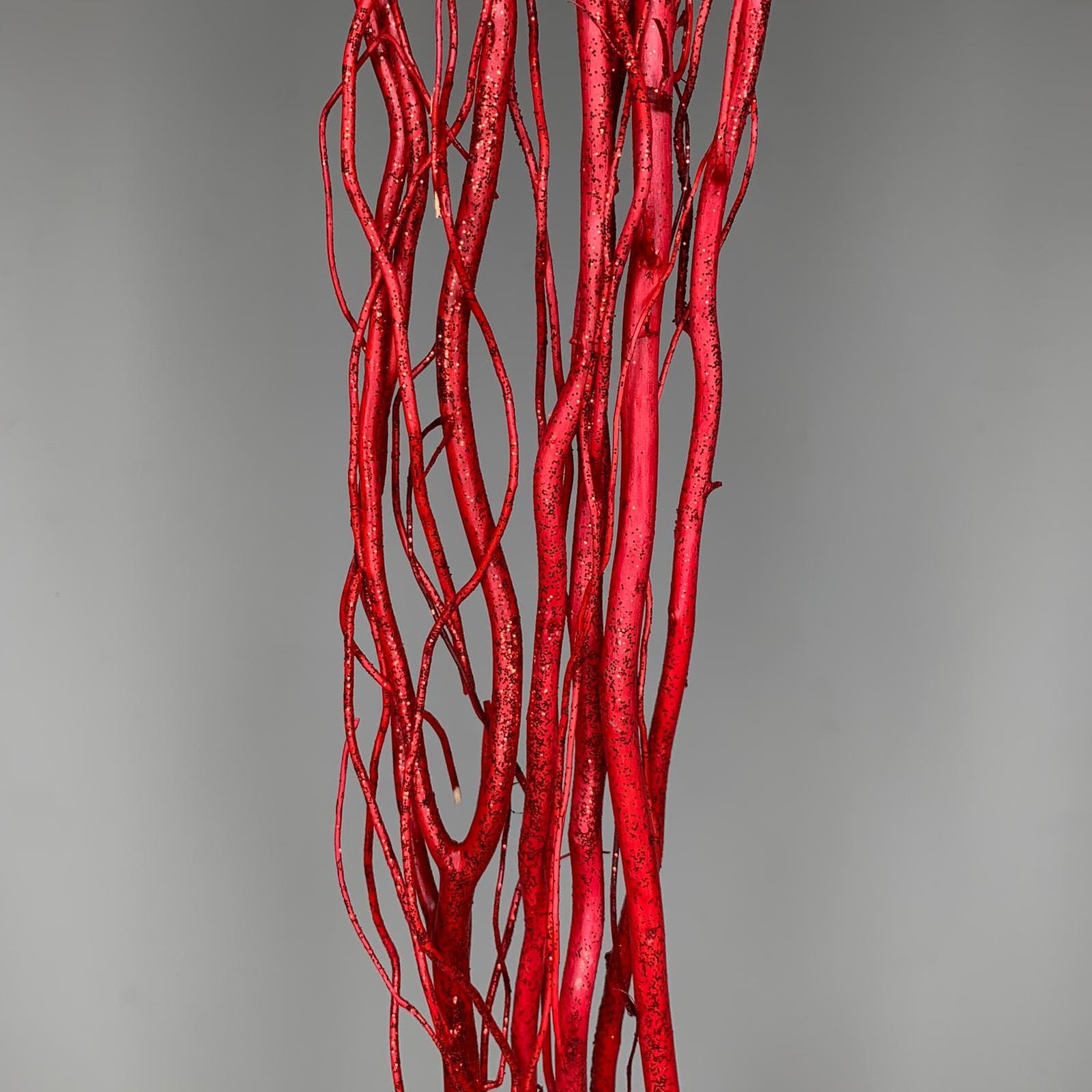 5FT SPARKLY RED Willow Natural Branch/Curly Twigs/Branches/Centerpiece decor/Winter/Decoration Branchs/Branches/Glitter Branch/Silver Branch