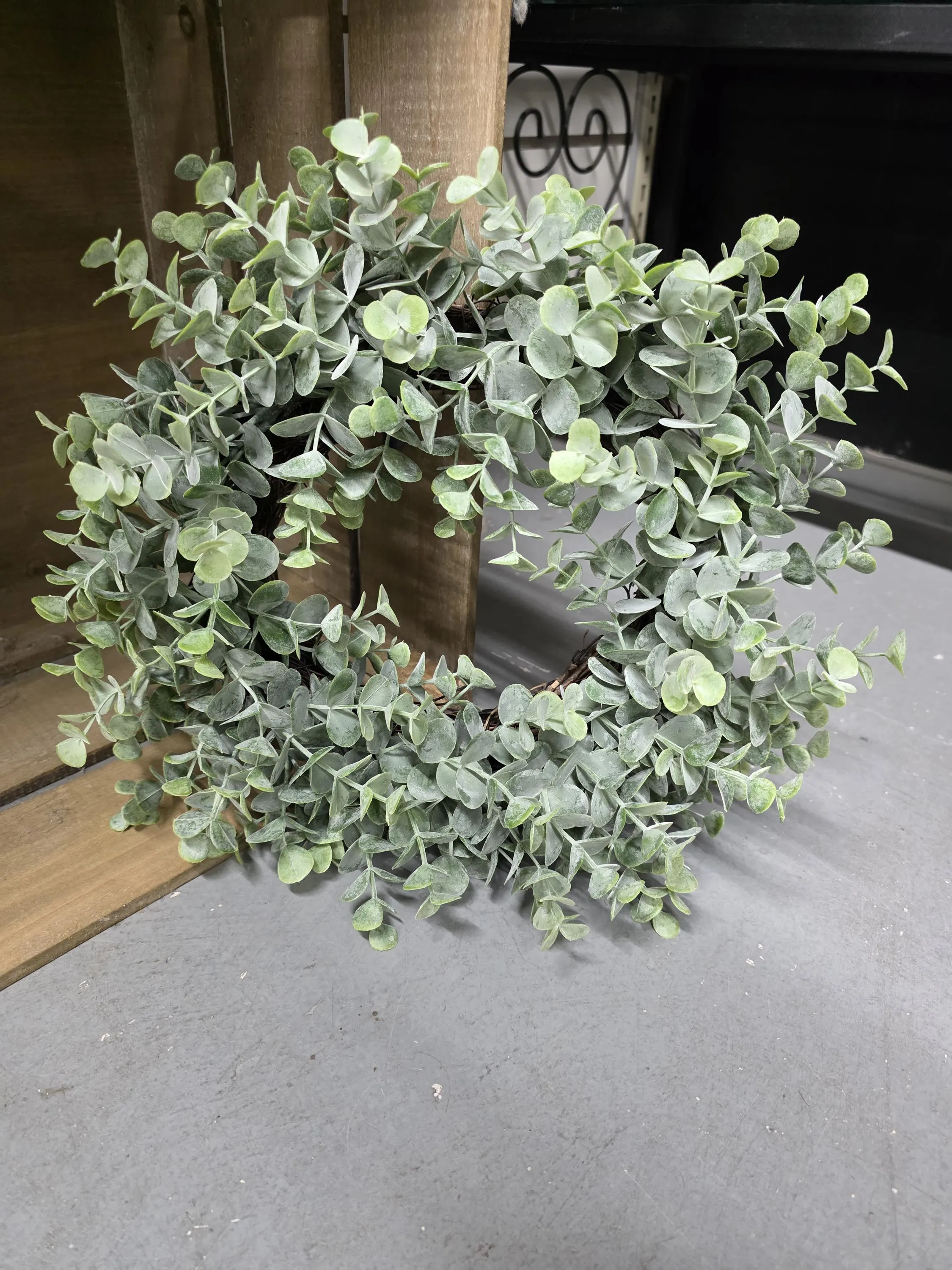 12" Dusty Green Eucalyptus Wreath/Green Artificial Wreath/Natural Looking Wreath/Outdoor Wreath/Green Outdoor Wreath/Xmas Deco