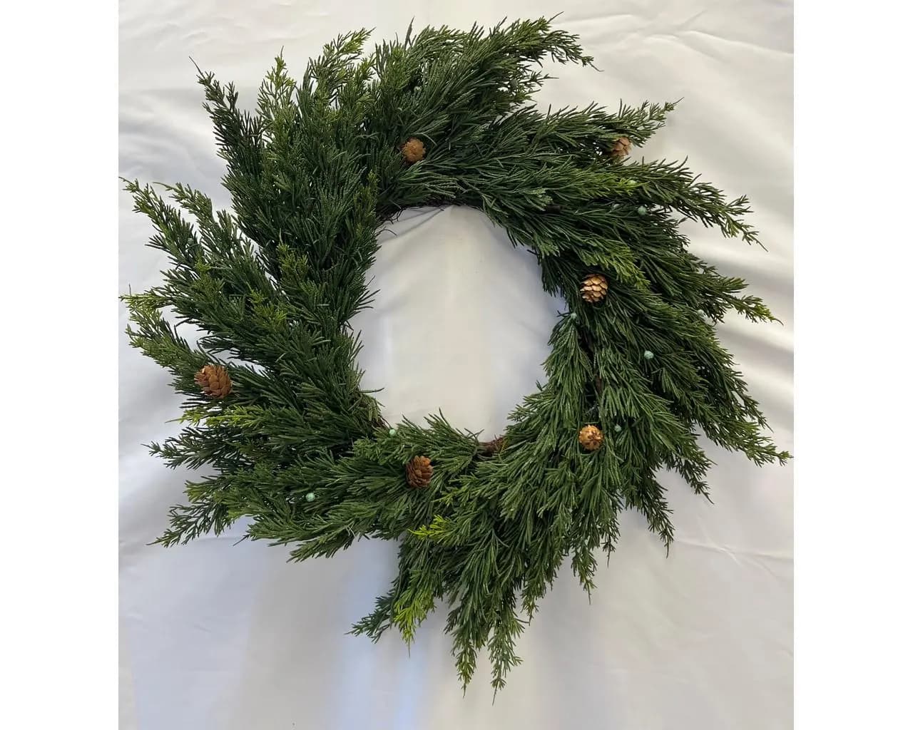 24" Real Touch Cedar, Cones, Berries Wreath/Green Wreath/Natural Looking Wreath/Outdoor Wreath/Green Outdoor Wreath