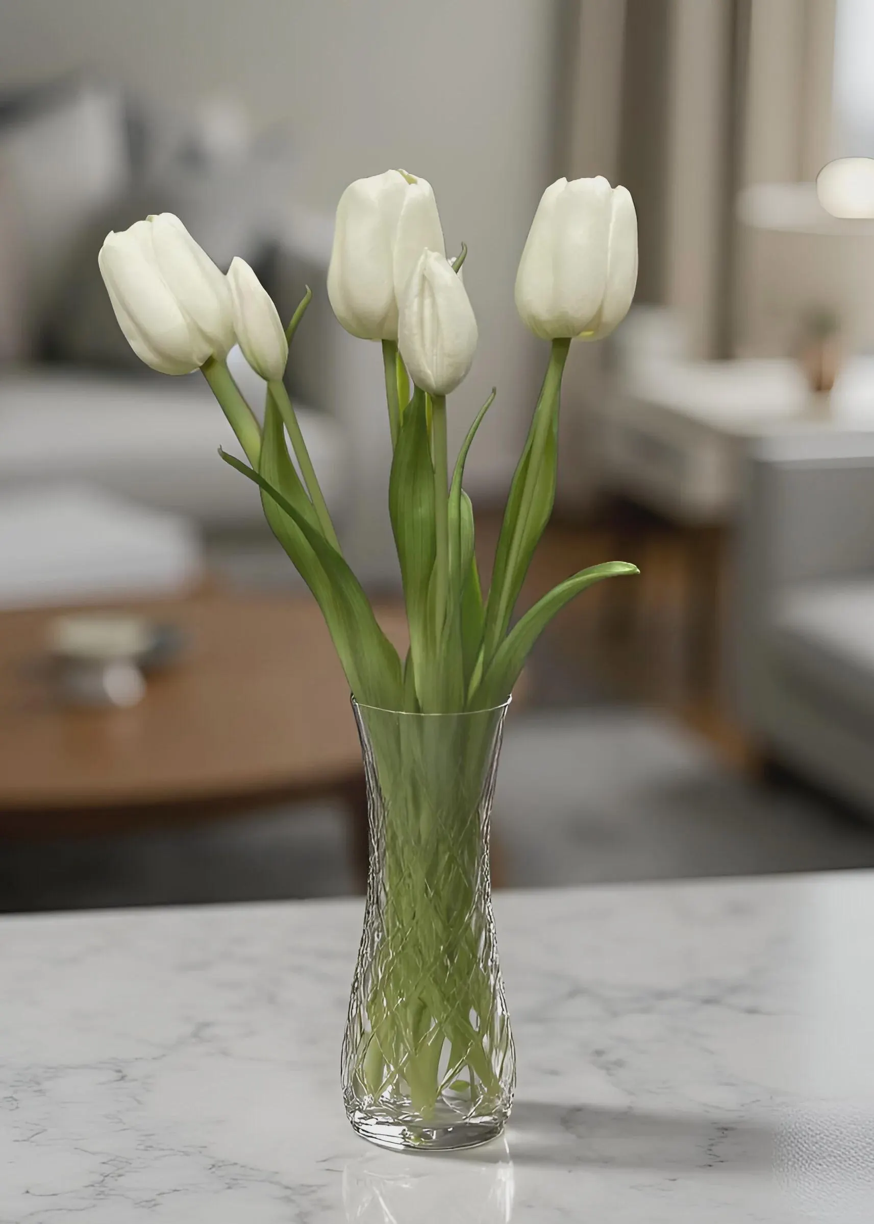 18" Fresh Touch White Day Dream Tulip Bundle/Faux Spray/Autumn Decor/Holiday Decor/Fall Decor/Thanksgiving Decor/Wedding Decor
