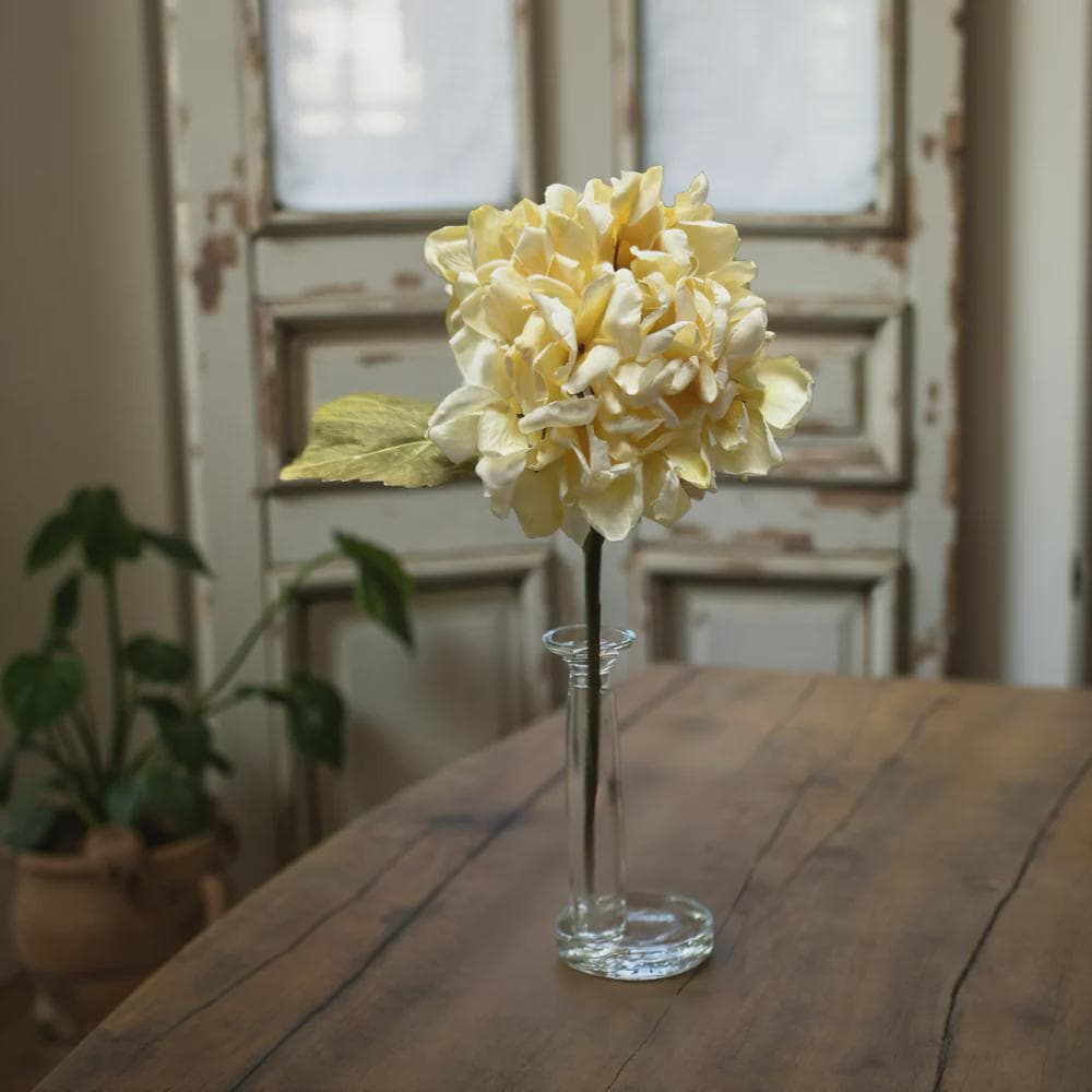 14” Cream Dried Look Hydrangea Stem | Real Touch Faux Hydrangea Bloom | Antique Ivory Hydrangea Head| Wedding Bouquet | Vintage Home Decor
