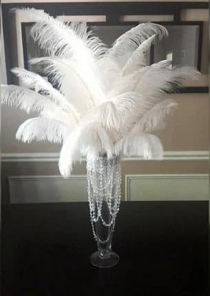 Reverse Trumpet Ostrich Feather Centerpiece Kits with/Hollywood glam/Great Gatsby/Bling/Tall Centerpieces/Eiffel Tower Vase
