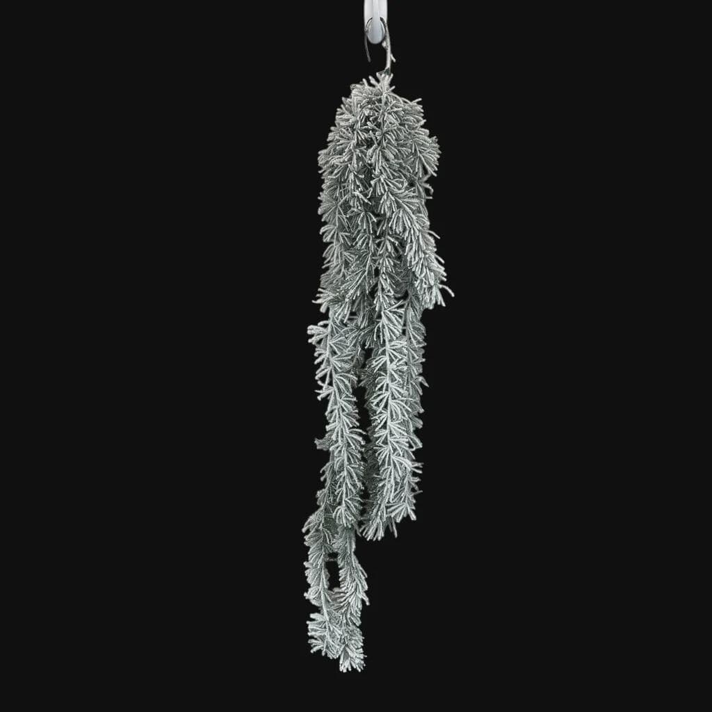 40" Flocked Pine Spray (6 Heads) – Snow Covered Tall Faux Pine Branch, White Snowy Evergreen Pick for Christmas Trees And Winter Floor Vases