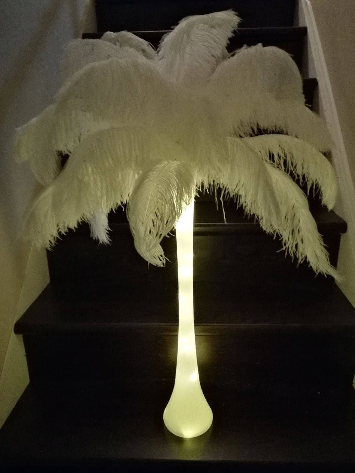 Light Up Vase Ostrich Feather Centerpiece for Weddings/Birthday/Holiday parties/Great Gatsby/ Roaring 20's/Hollywood Glam Themes