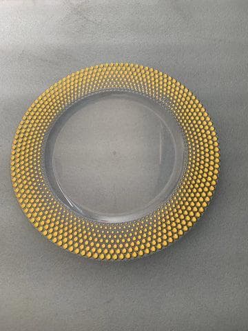 12.5" Gold Charger Plate/ bead band polka dot Plastic/Wedding Decor/Home/Dinner Party/Antique Theme/Antique Theme/Gatsby Theme/Dining Decor