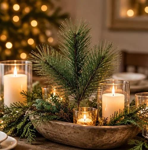 14-inch Long Needle Pine Spray for Christmas Wreaths, Garlands & Floral Arrangements, Seasonal Greenery Craft Supply