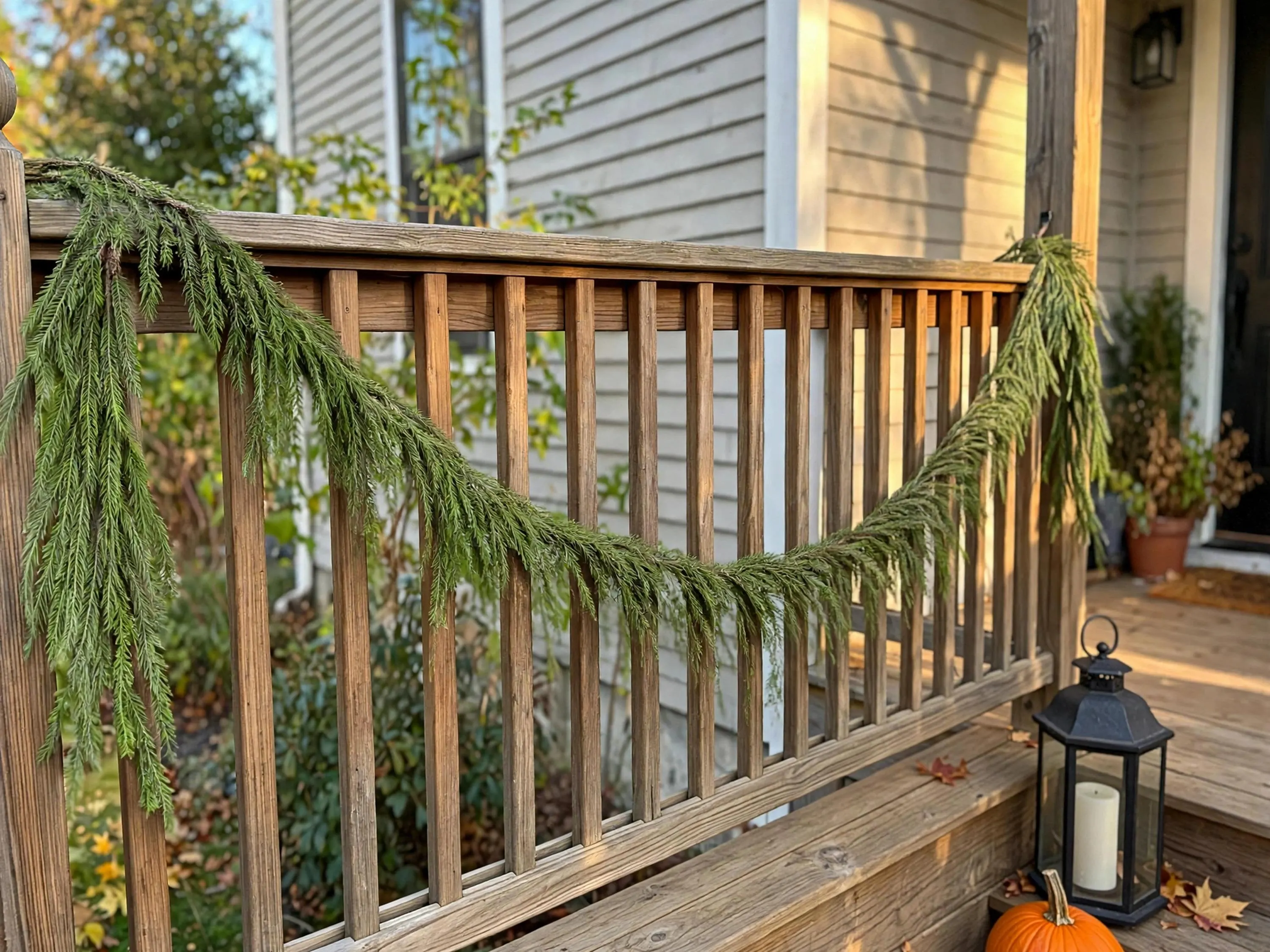 3, 6, 8 ft Real Touch Norfolk Pine Garland, Faux Christmas Greenery for Mantel, Staircase & Wedding Decor