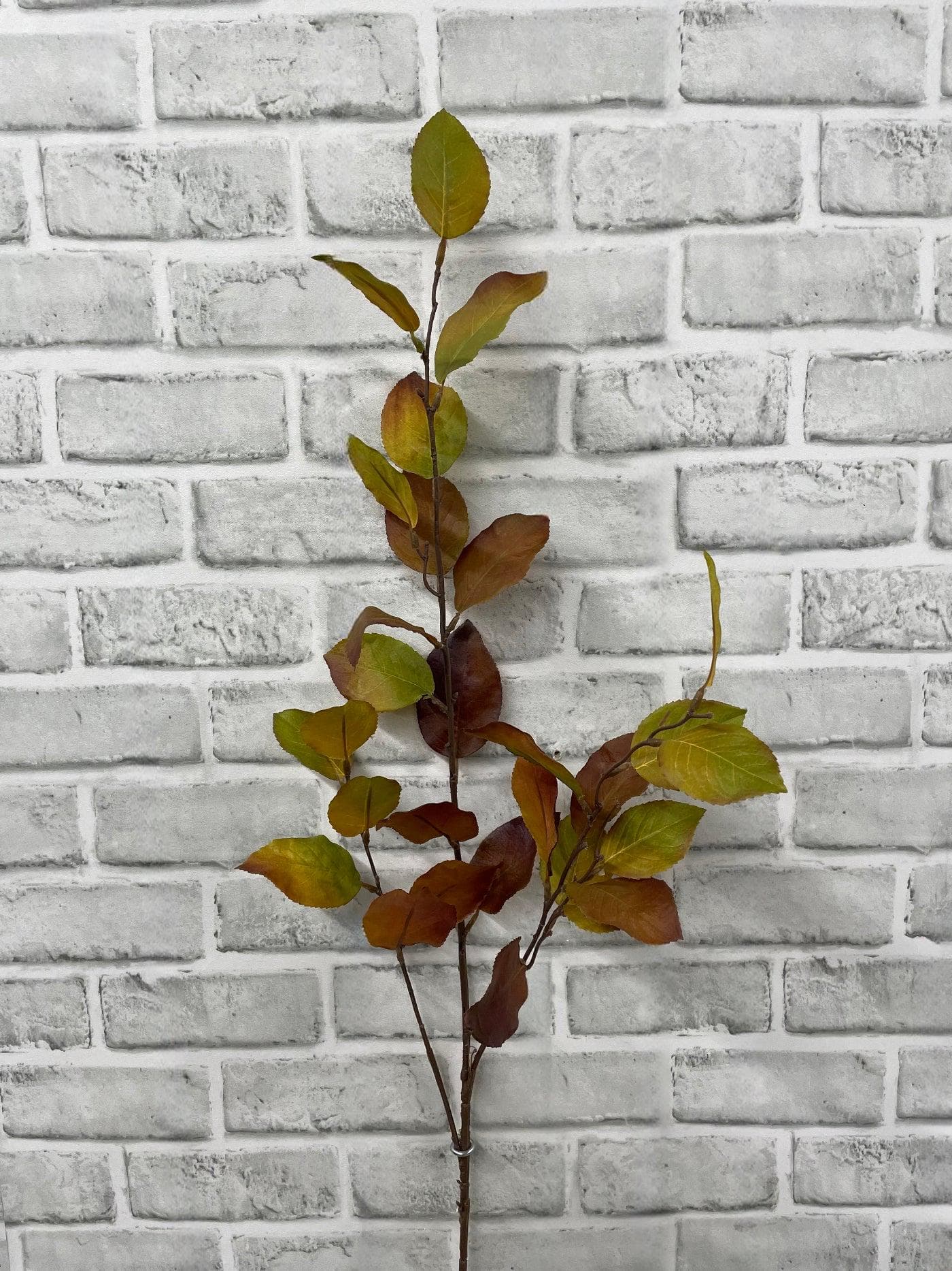 40" Faux Brown Green Lemon Leaf Spray, Tall Artificial Salal Branch, Moody Romance Wedding Centerpiece Filler, Earthy Fall Bridal Greenery