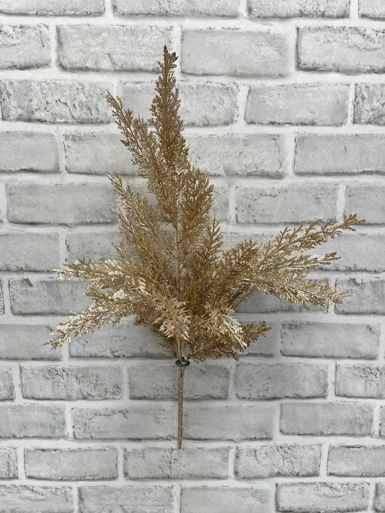 21" Champagne Cedar Bush, Artificial Metallic Christmas Greenery, Winter Wedding Floral Filler, Champagne Gold Glitter Cedar Branch Bunch