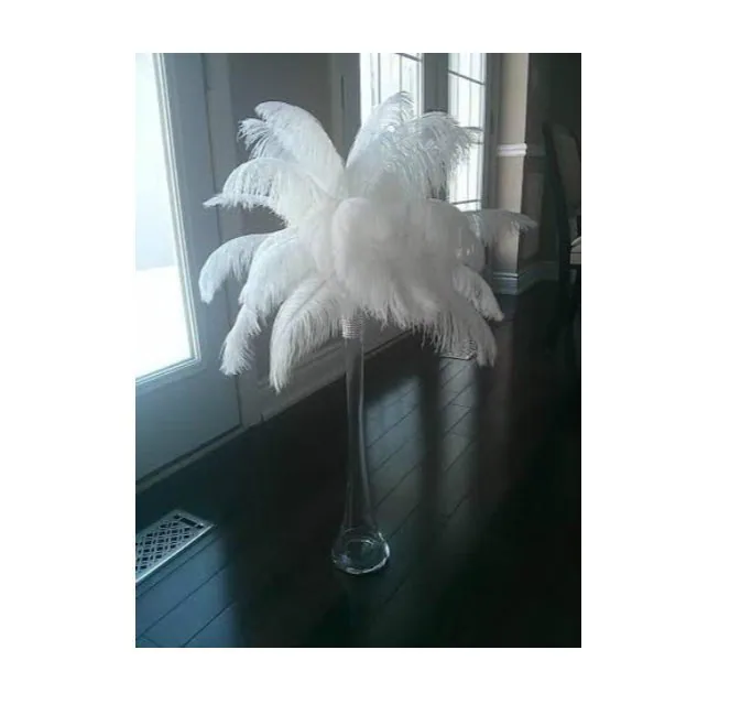 24" Ostrich Feather Centerpiece for Weddings/Birthday/Holiday parties/Great Gatsby/ Roaring 20's/Hollywood Glam Themes 14-16" white feathers