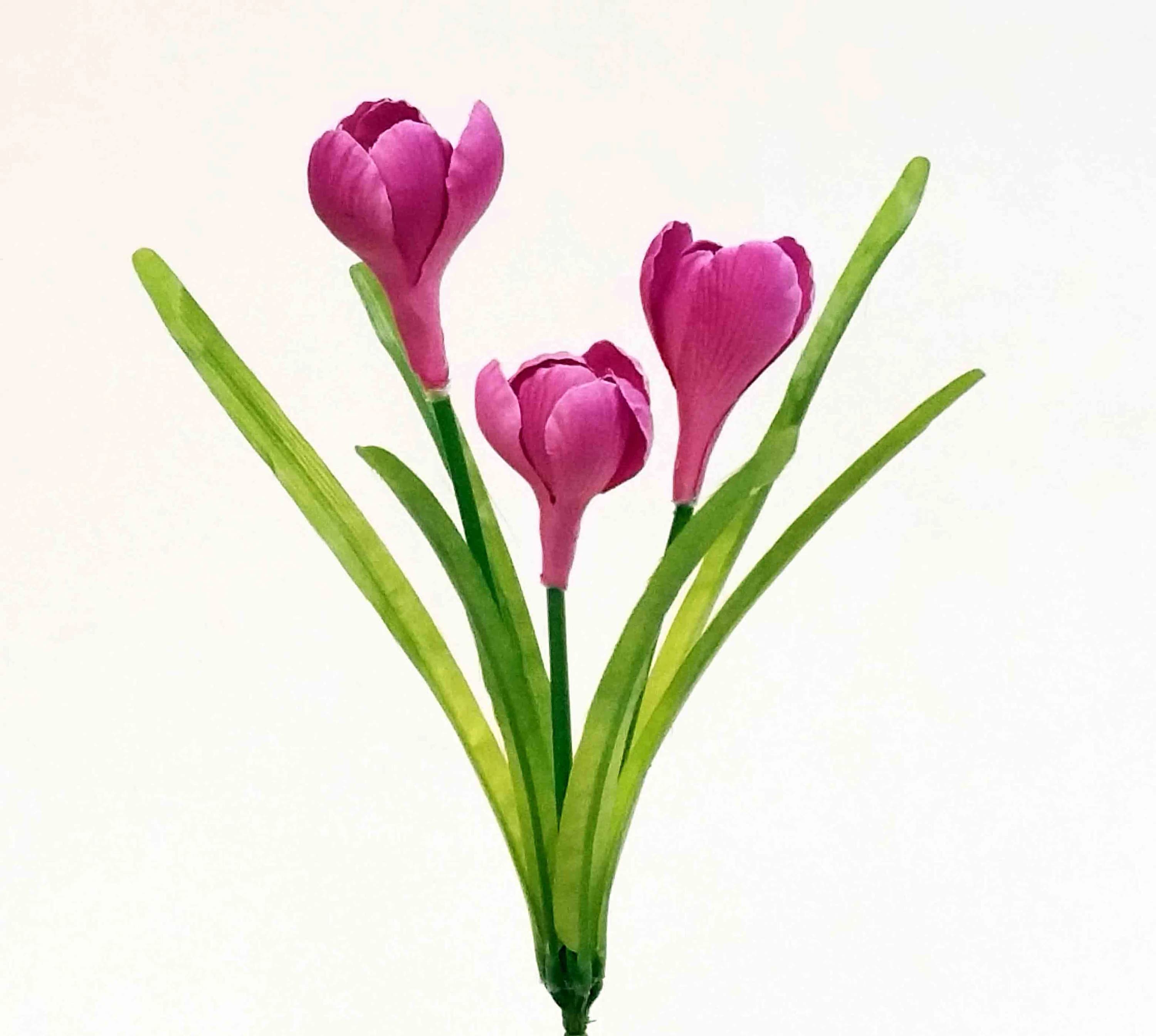 9.5" Fuchsia Crocus Stem/Floral Spray/Florals/Wedding Roses/ White/Greenery Bushel/Outdoor Wedding Greenery/Centerpiece Decor/Faux Flowers/