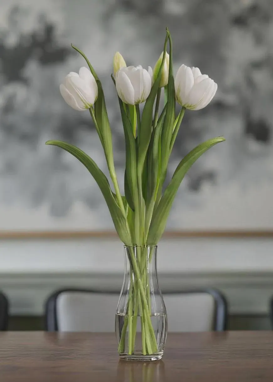 16.5" Fresh Touch White Double Late Tulip Bundle/Faux Spray/Autumn Decor/Holiday Decor/Fall Decor/Thanksgiving Decor/Wedding Decor