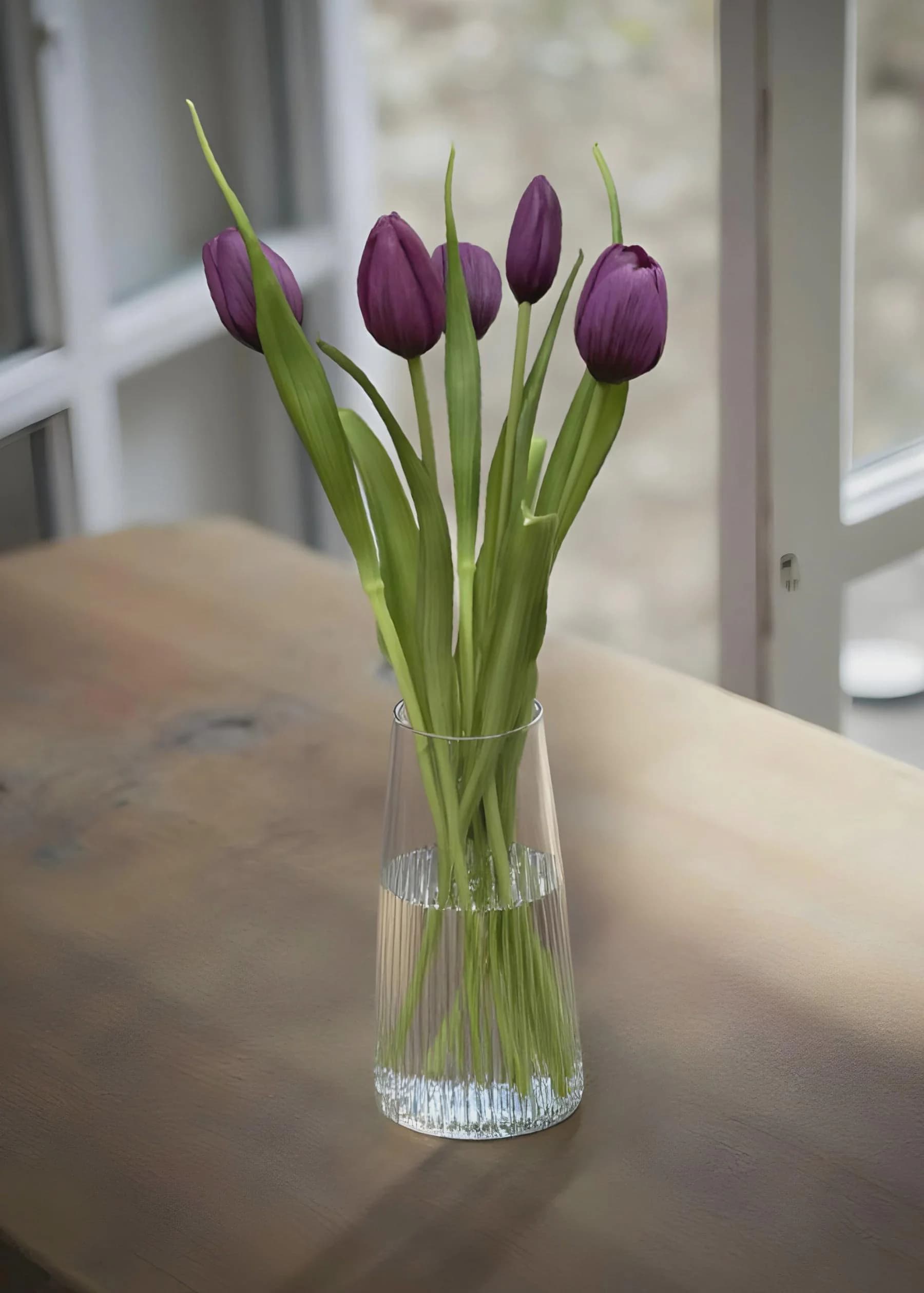 16" Fresh Touch White Dynasty Purple Tulip/Faux Spray/Autumn Decor/Holiday Decor/Fall Decor/Thanksgiving Decor/Wedding Decor