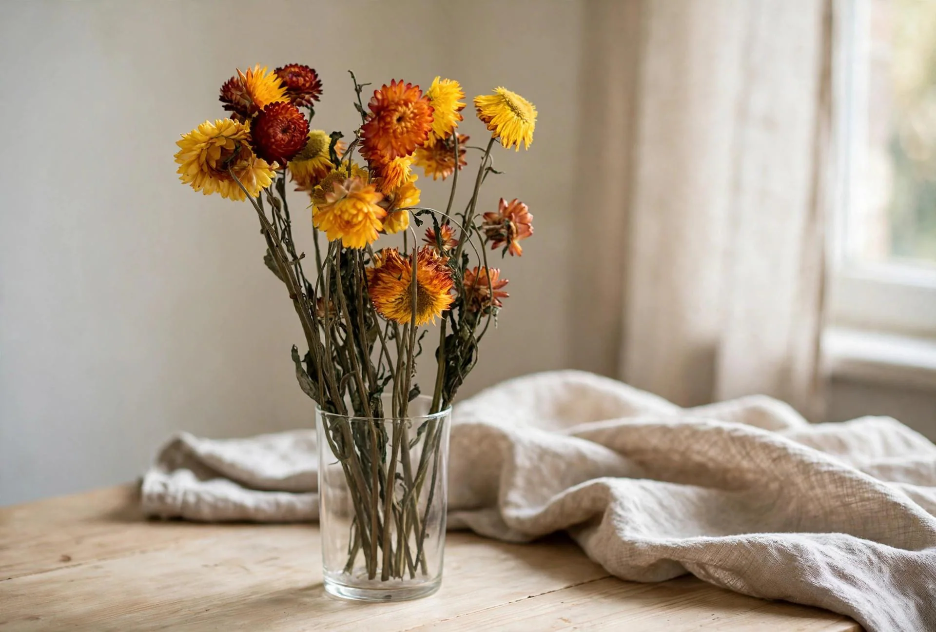 Helichrysum Orange 18 Inch | 2 Oz | Dried Strawflowers for Arrangements