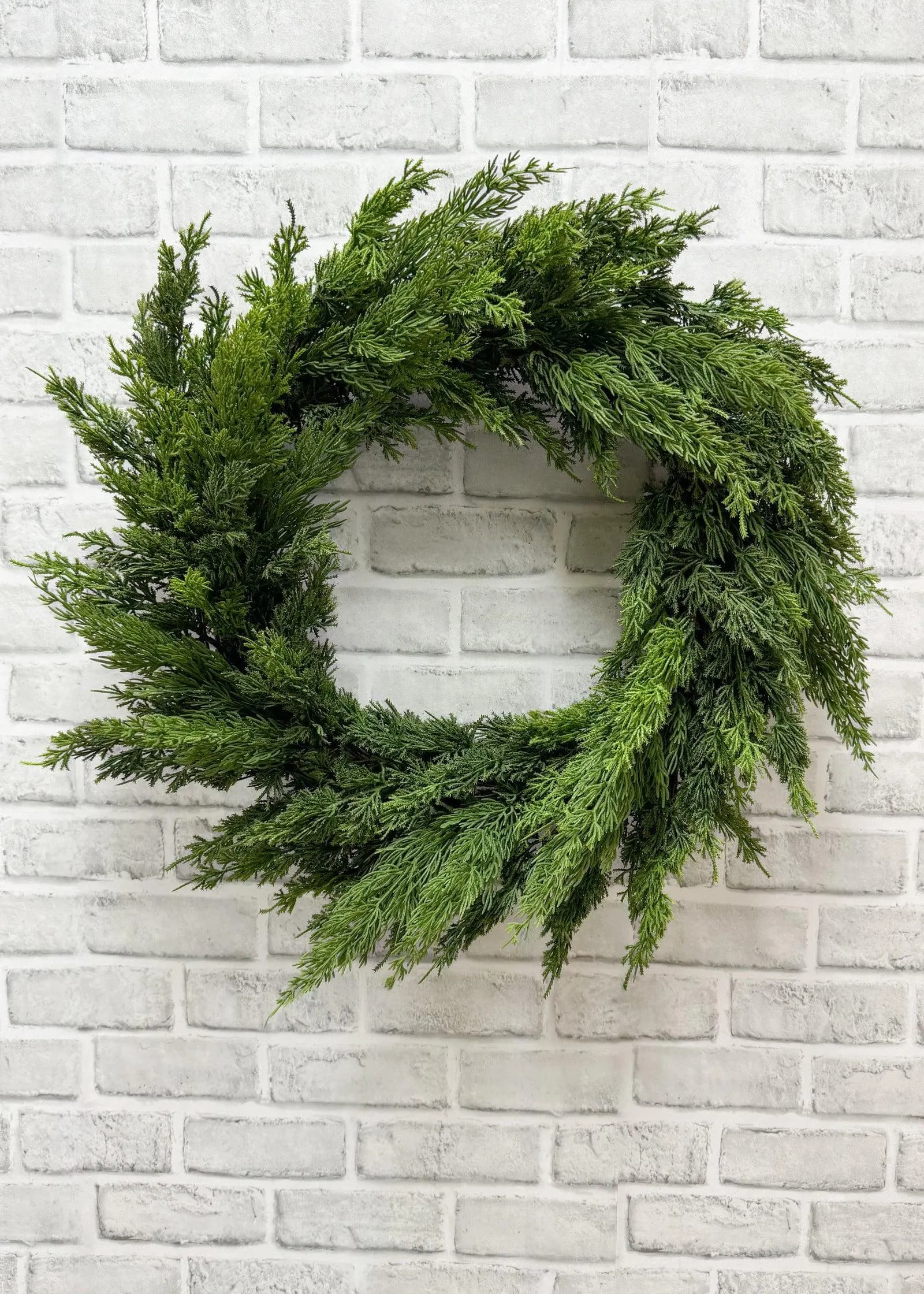 20" Fresh Touch Cypress and Juniper Wreath/Green Artificial Wreath/Green Wreath/Natural Looking Wreath/Outdoor Wreath/Green Outdoor