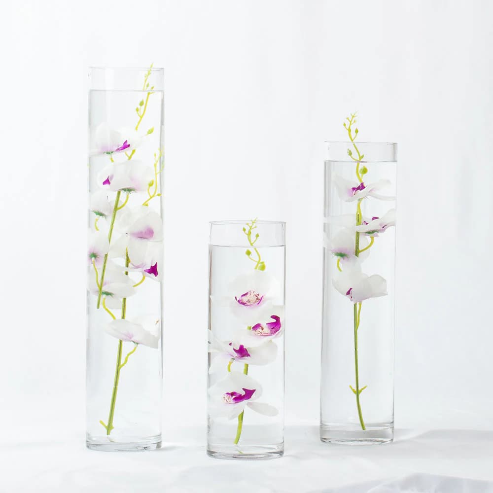 Submersible White with Purple/Yellow/Purple/Blue/Pink/White Orchid Floral Wedding Centerpiece with Floating Candles and Acrylic Crystals Kit