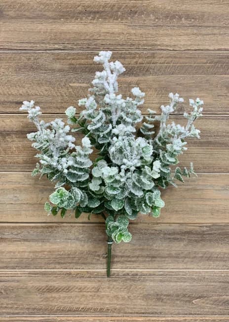 15" Snowy Eucalyptus Bush/Holiday Decor/Christmas Decorations/Poinsettia Picks/Poinsettia Flowers/Poinsettia Plant