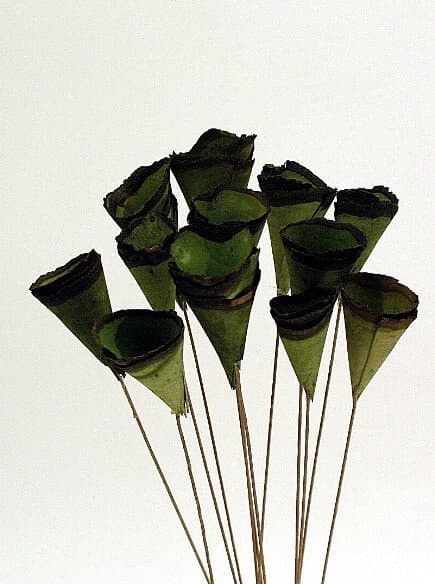12PC 2-3" Moss Mini Wood Cones On Stems/Cones/Rustic Decor Idea/Rustic Bowl Filler/Home Decor/Rustic Table Decor/Vase Filler