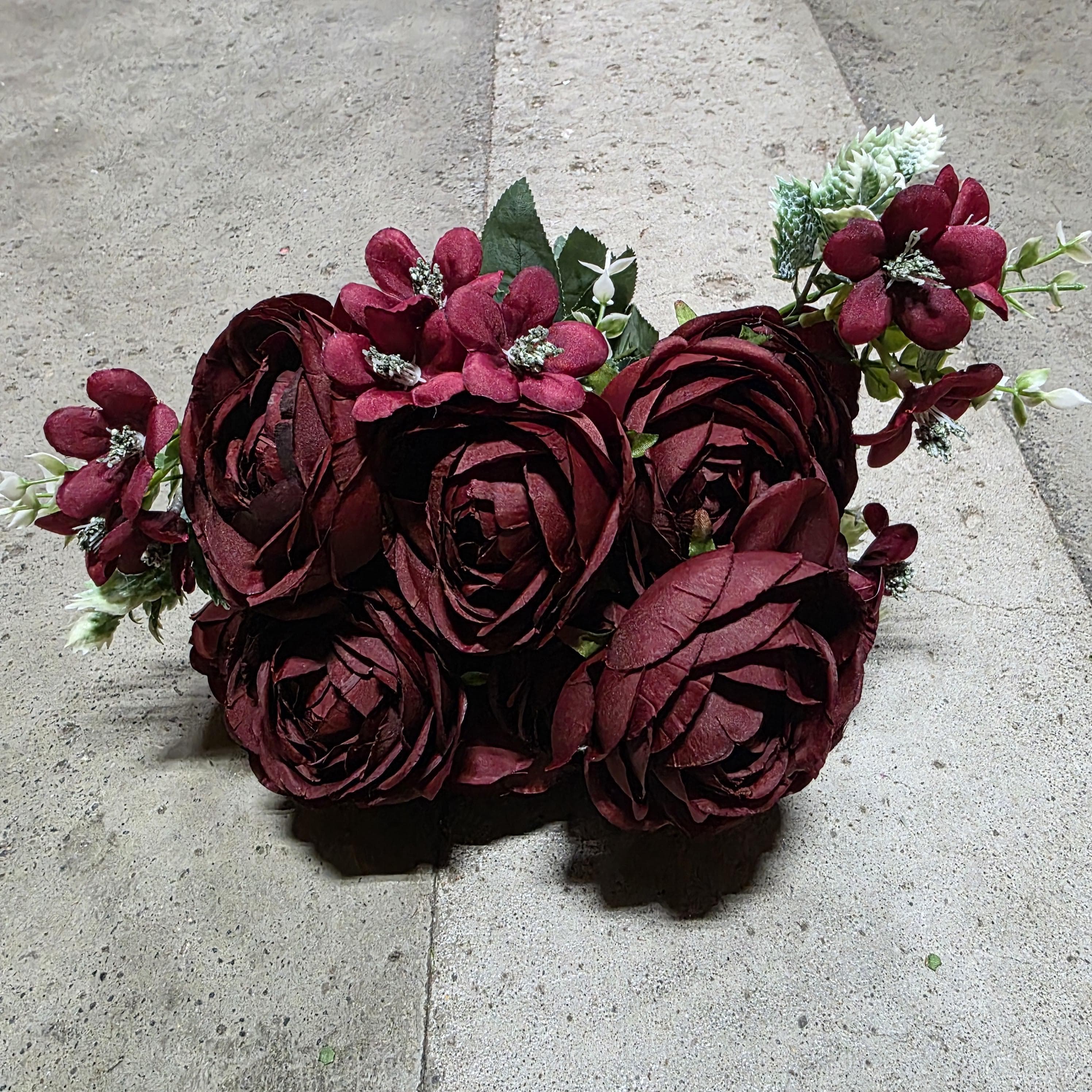 15" Burgundy Peony Bush/Pink/Wedding Centerpieces/Home Decor/Faux Flowers/Silk Flowers/Flower Bouquet