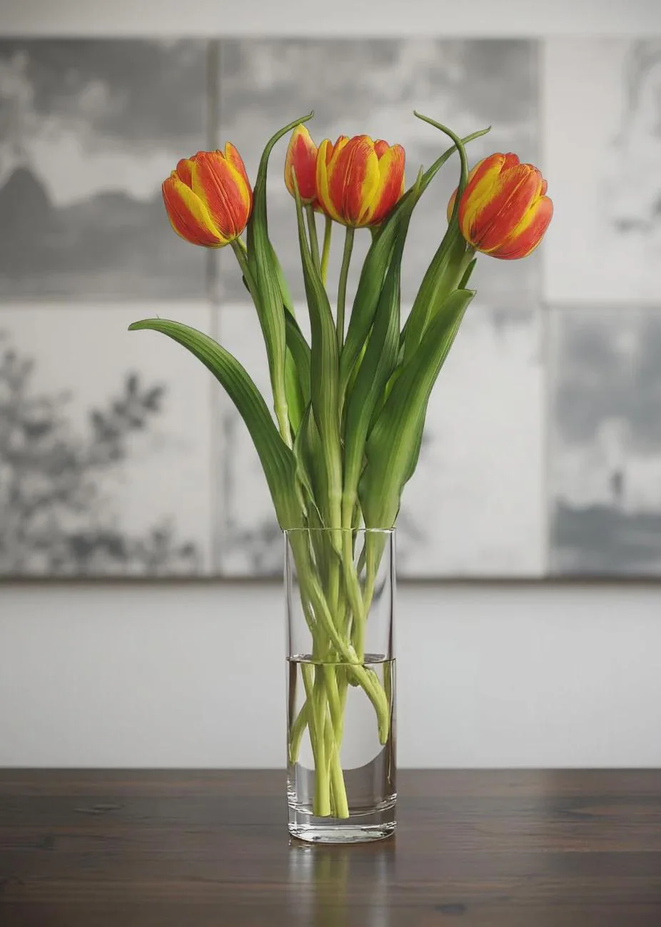 16.5" Fresh Touch Orange/Yellow Double Late Tulip Bundle/Faux Spray/Autumn Decor/Holiday Decor/Fall Decor/Thanksgiving Decor/Wedding Decor