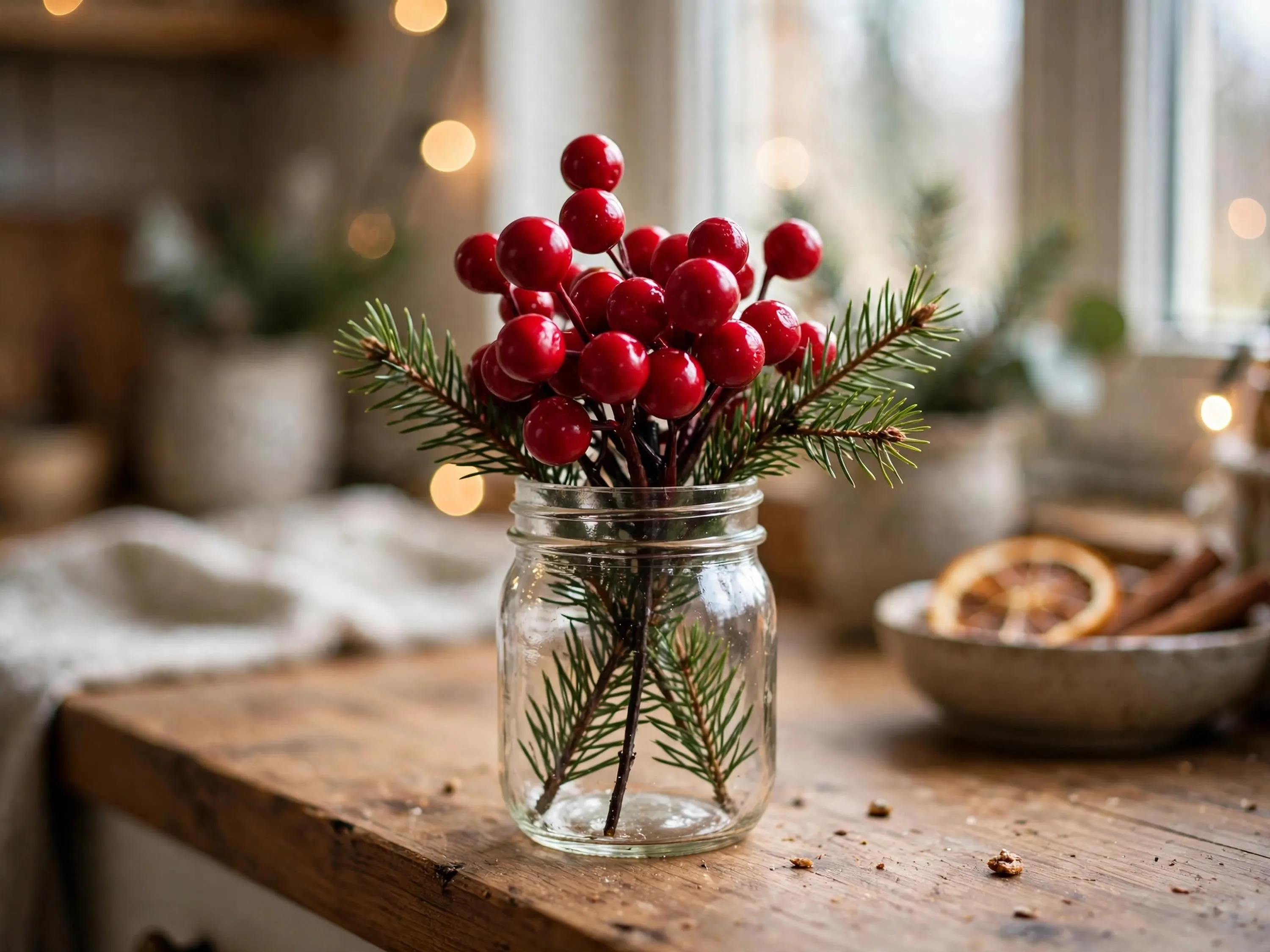 12 Inch Red Berry Spray | Christmas Holly Berry Pick | Holiday Floral Stem Wreath Garland Decor
