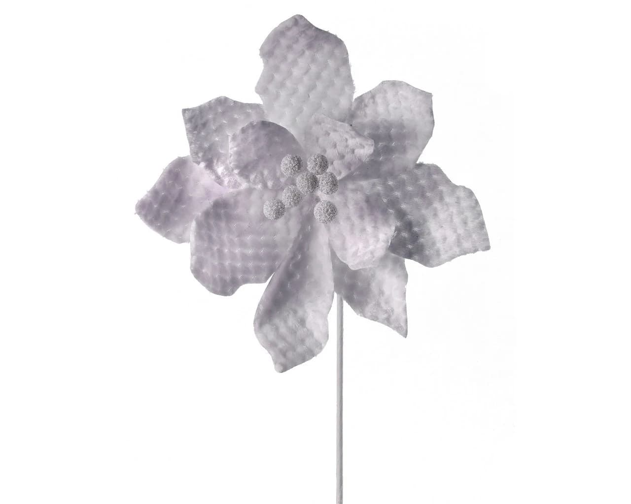 20" White Quilted Snow Poinsettia/Holiday Decor/Christmas Decorations/Poinsettia Picks/Poinsettia Flowers/Poinsettia Plants