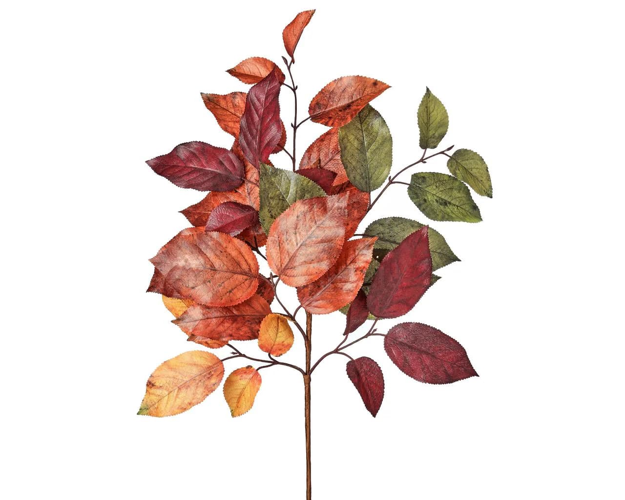 20-Inch Fall Salal Leaf Spray, Burgundy Green & Orange Faux Botanical Branch, Premium Artificial Greenery for Autumn Wedding / Home Decor