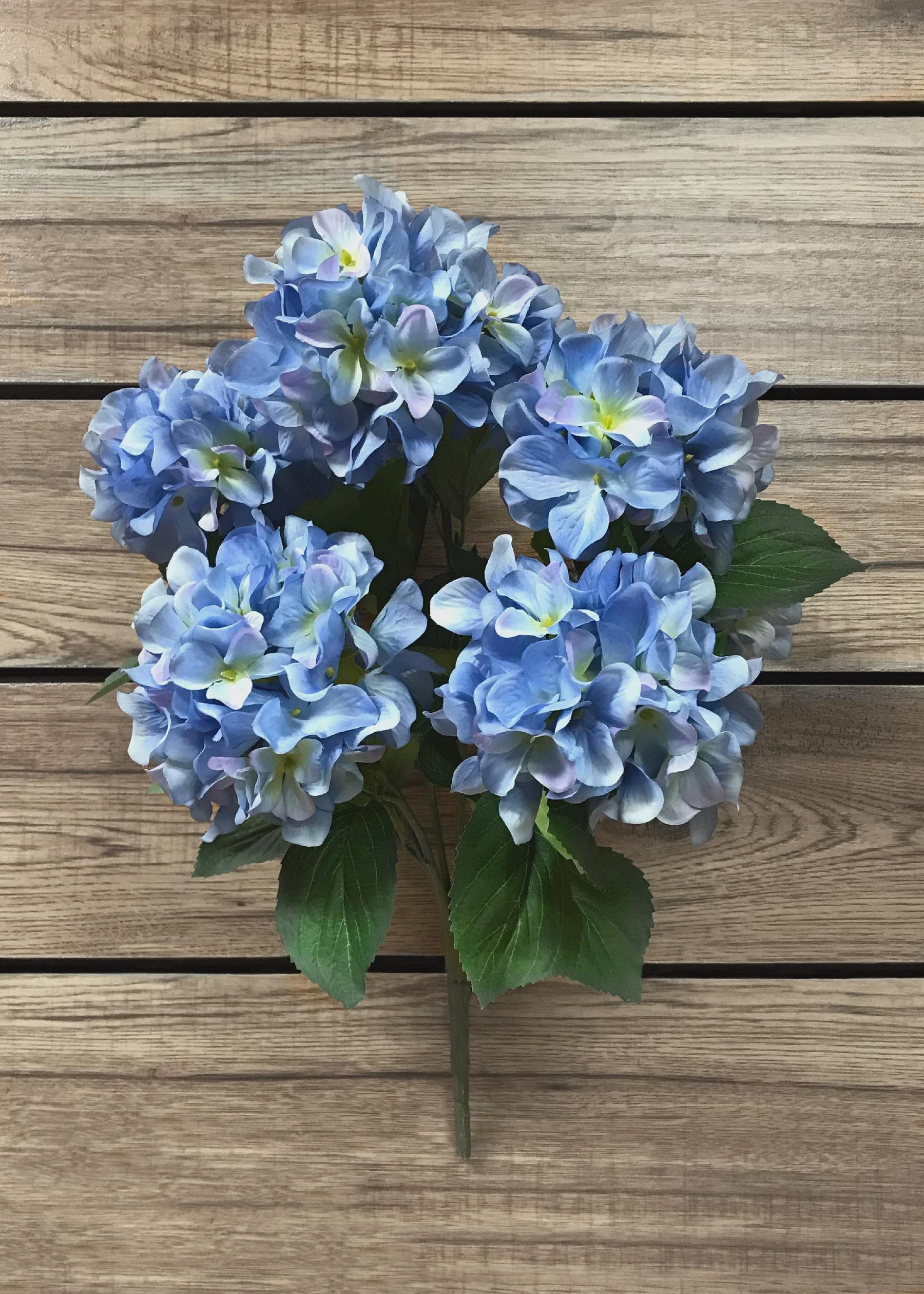 21” Blue Hydrangea Bush (7 Large Heads) |Silk Floral Bunch |Blue Hydrangea | Wedding Centerpiece| Faux Spring Garden |Tabletop Floral Accent