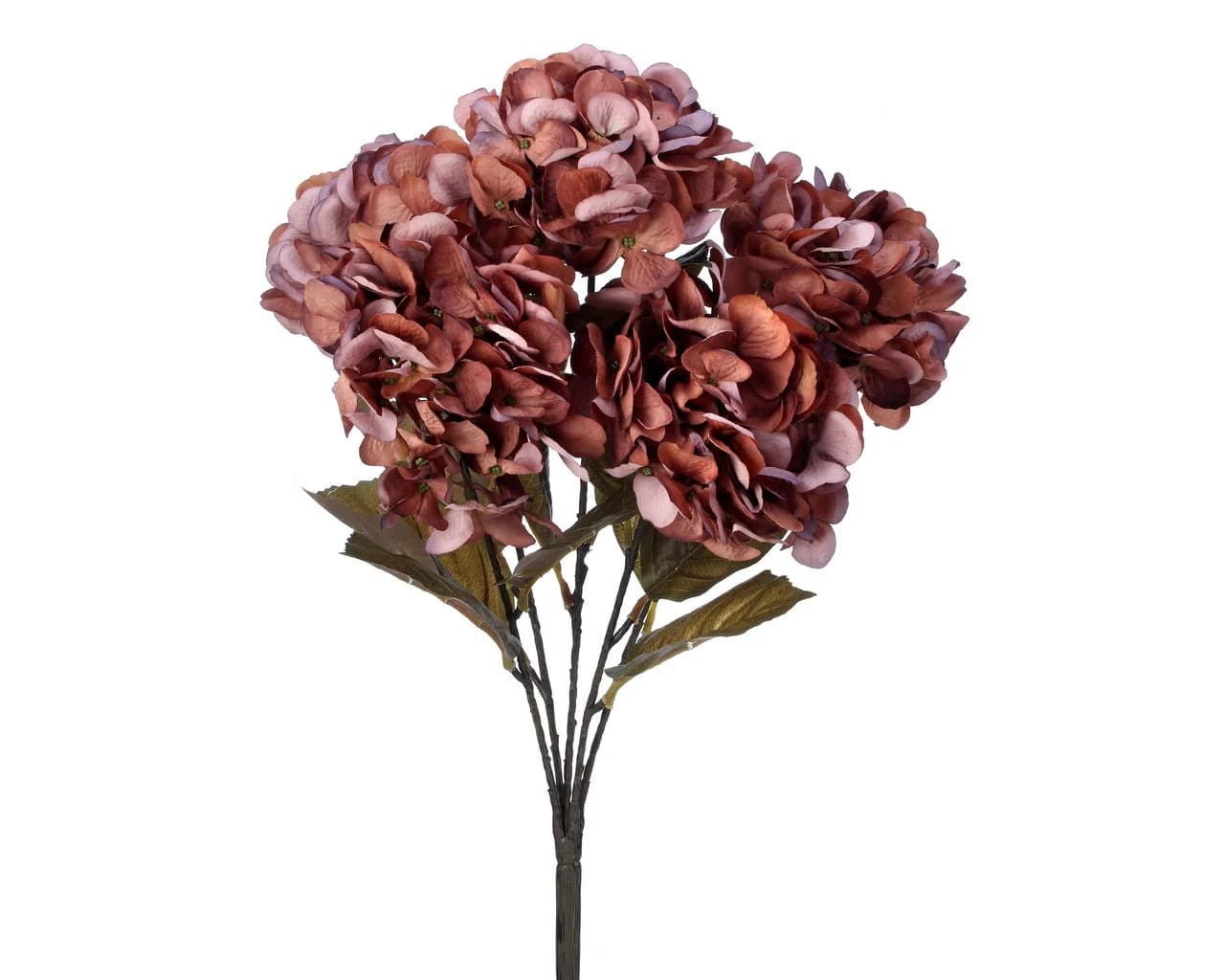 22″ Taupe/Brown Dried Look Hydrangea Bush/ Silk Florals/Wedding Decor/two tone florals
