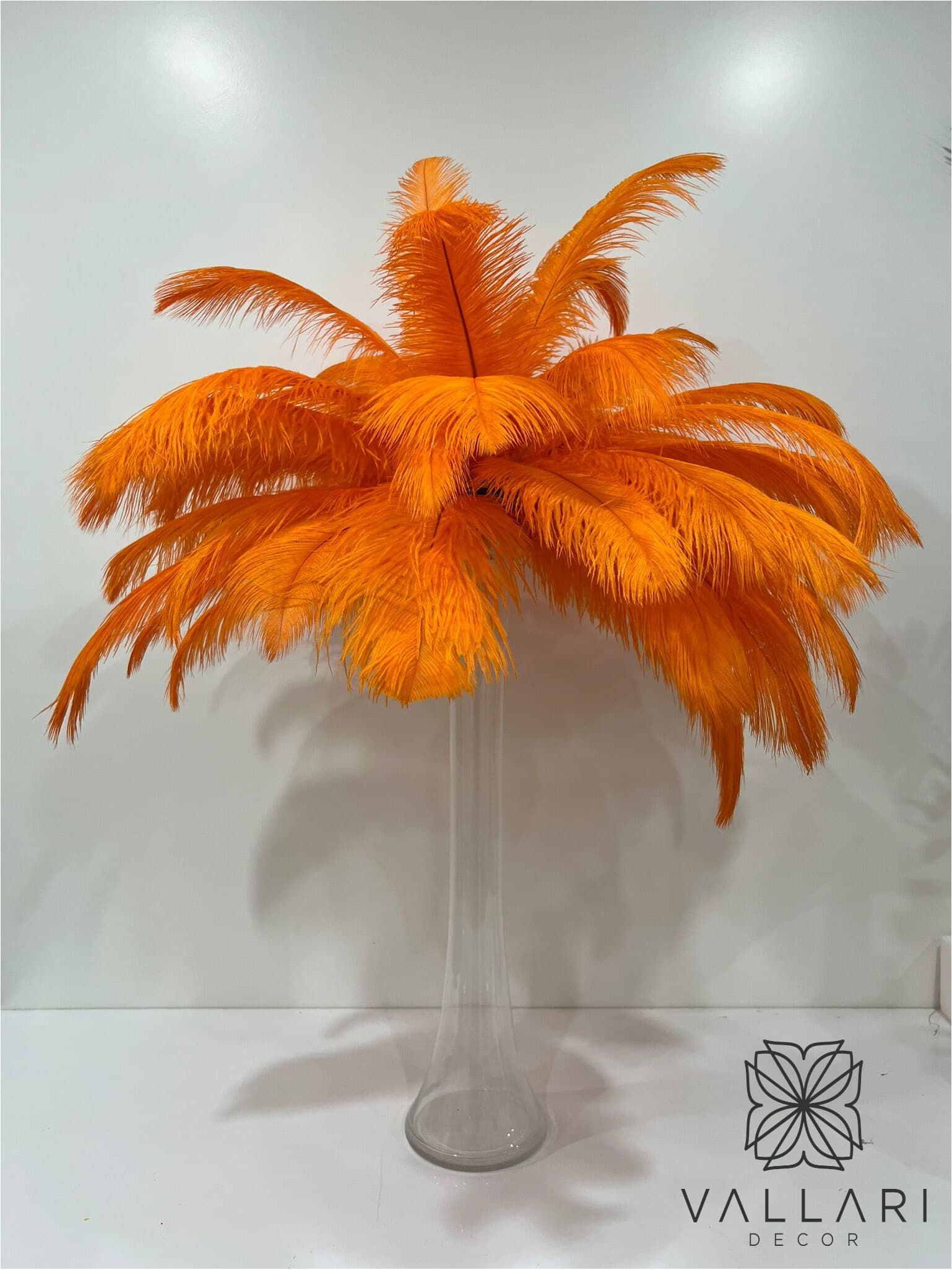 Orange Ostrich Feather Centerpiece Kits with 24" Eiffel Tower Vase