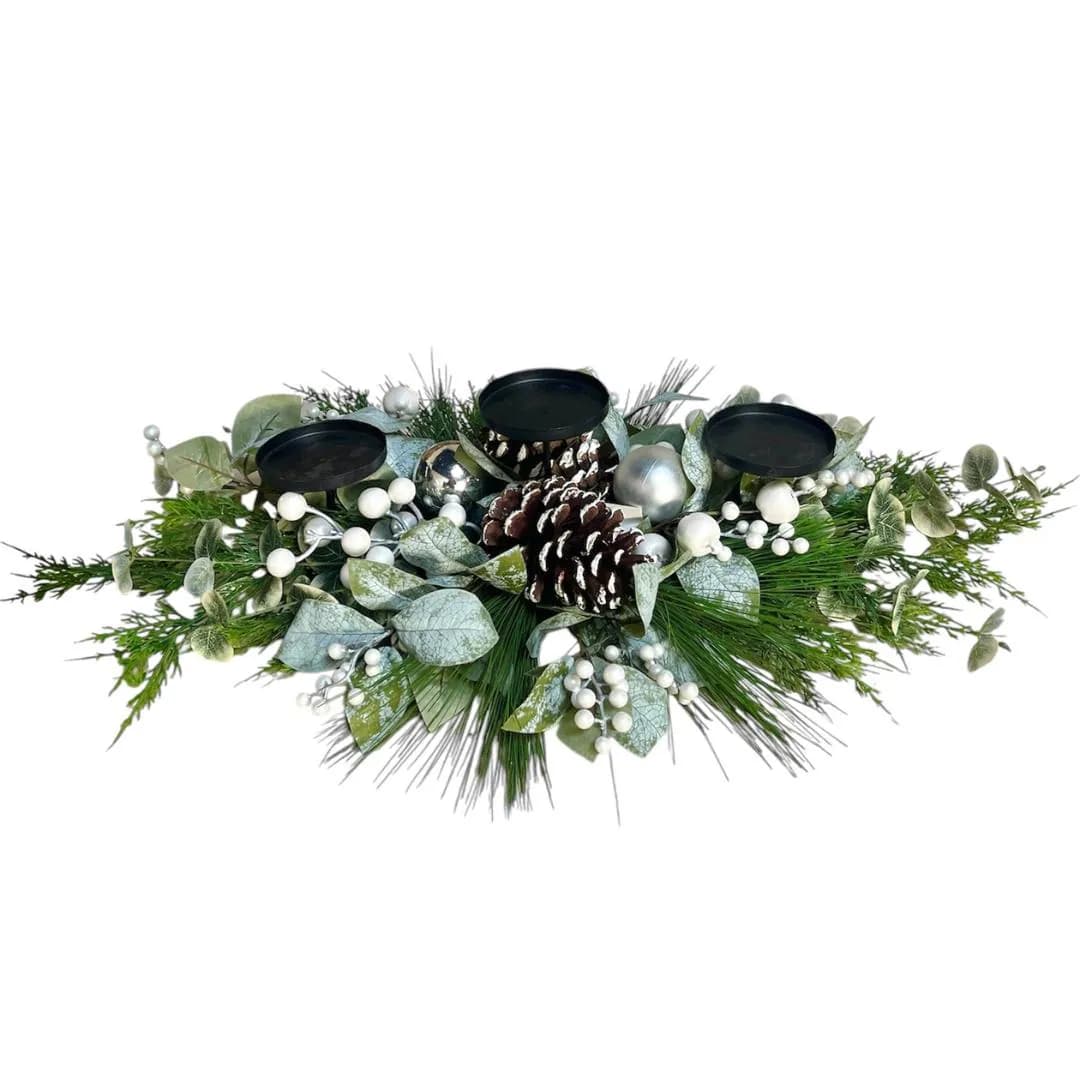 28" White Berry Centerpiece/ Festive Floral Pick/Christmas/Winter Decor/White Frosted/Evergreen Branch/Holiday Season/Faux Branch