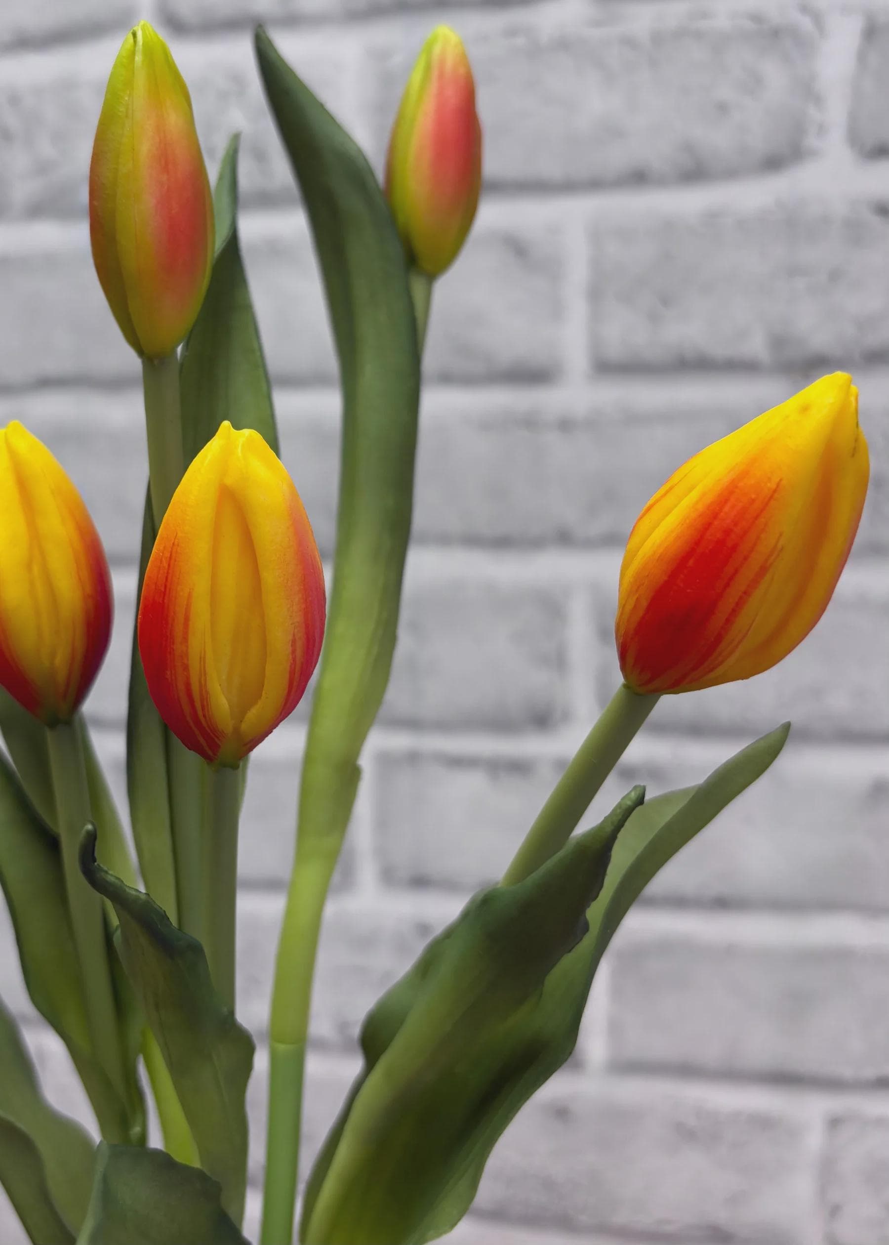 18.5" Orange Tulip Bud Bundle (6 Buds) –Fresh Touch Faux Orange Tulip Pick, Lifelike Artificial Spring Tulips for Vases, Fall & Easter Decor