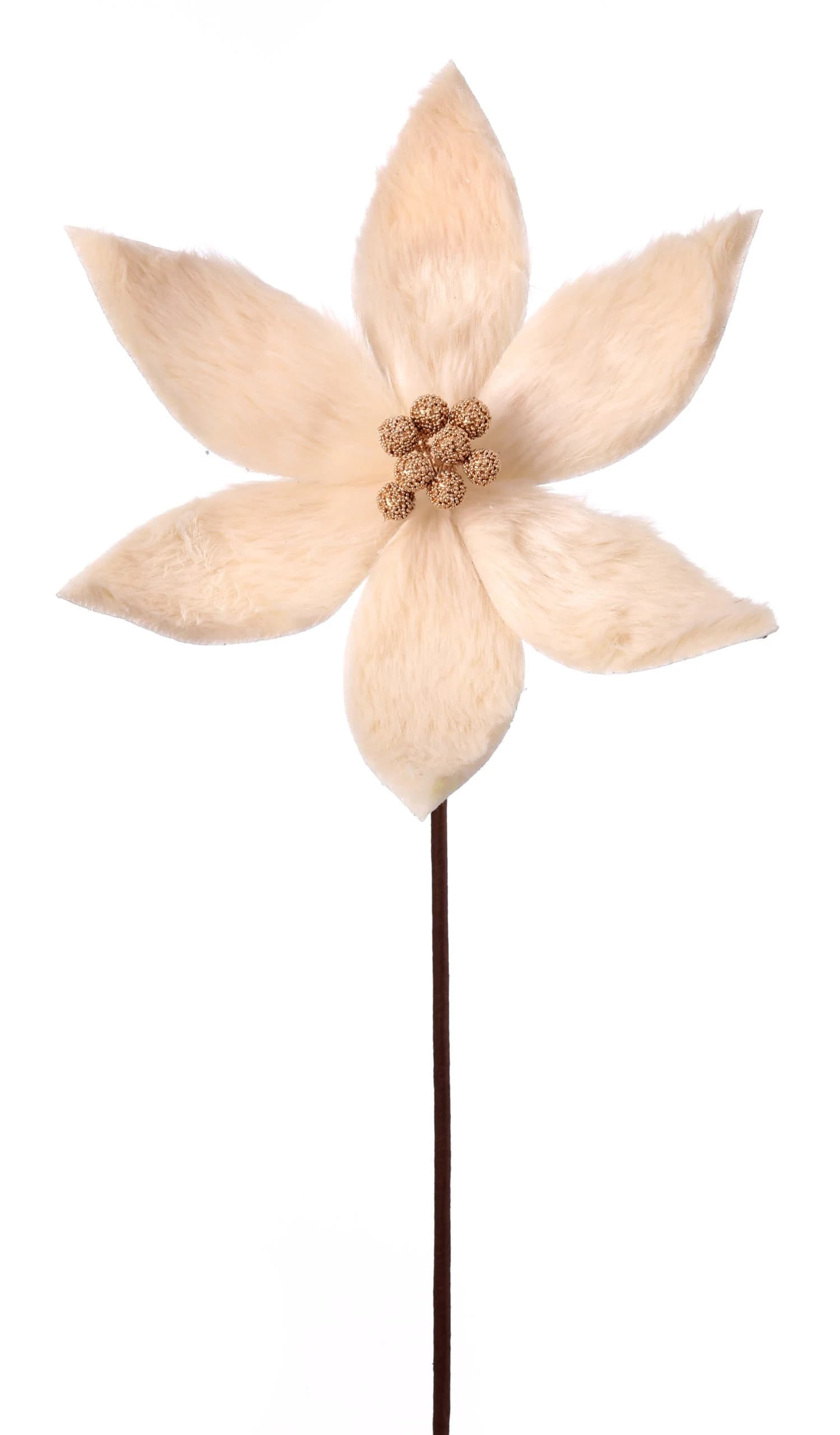 24" Cream Faux Fur Poinsettia/Holiday Decor/Christmas Decorations/Poinsettia Picks/Poinsettia Flowers/Poinsettia Plants