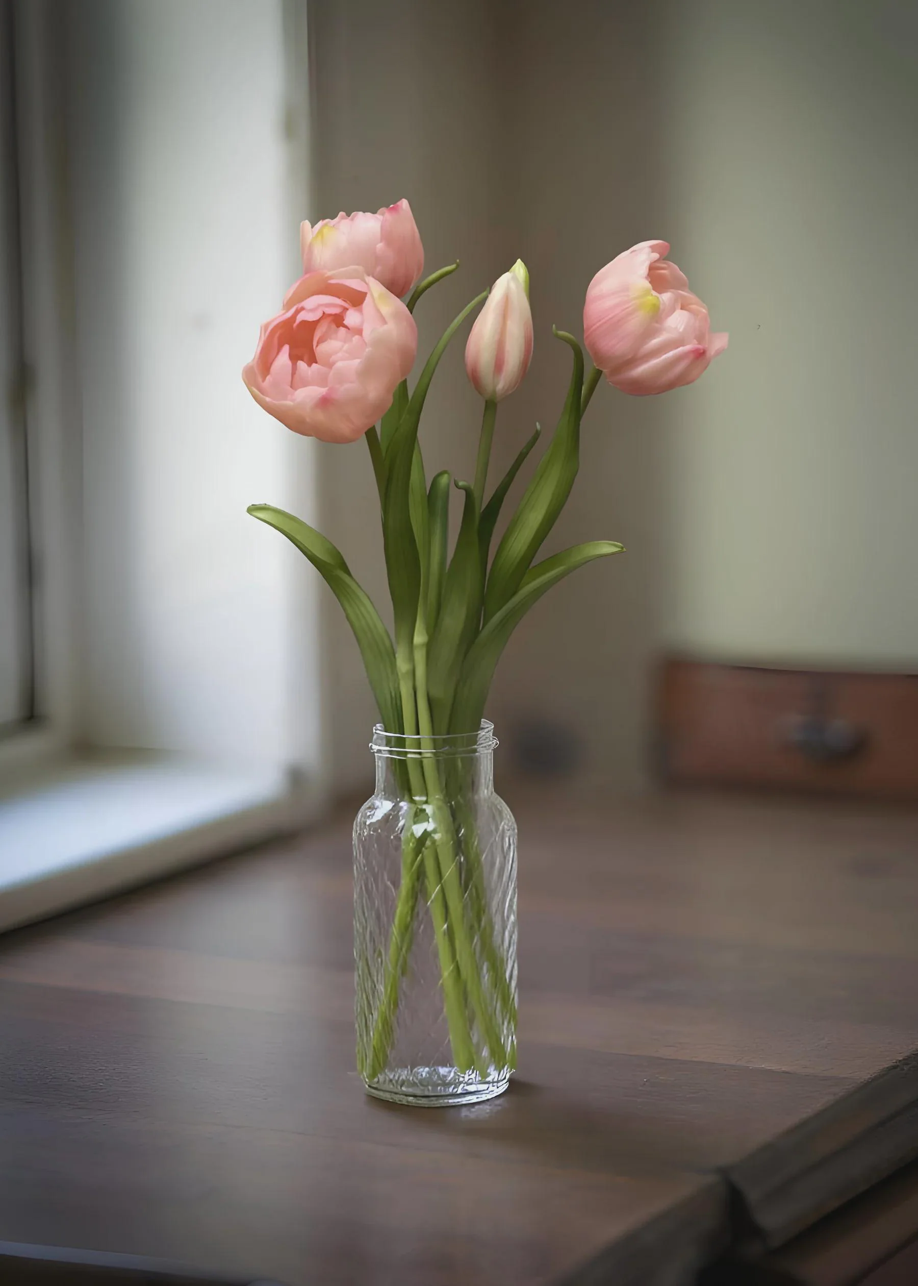 18" Fresh Touch Pink Double Peony Tulip Bundle/Faux Spray/Autumn Decor/Holiday Decor/Fall Decor/Thanksgiving Decor/Wedding Decor