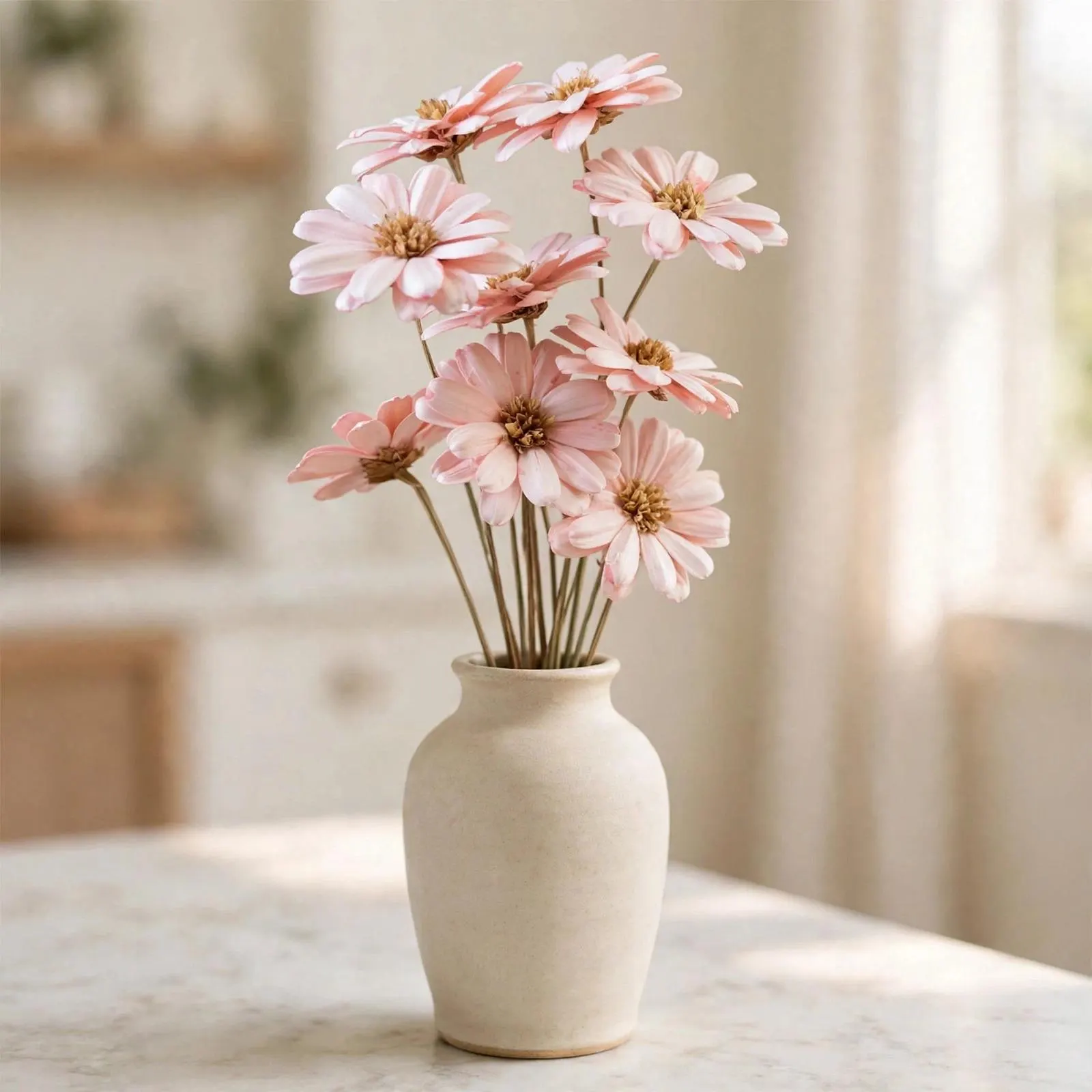 Daisy Flower Light Pink 22 Inch | 10 Stems | Dried Flowers for Bouquets