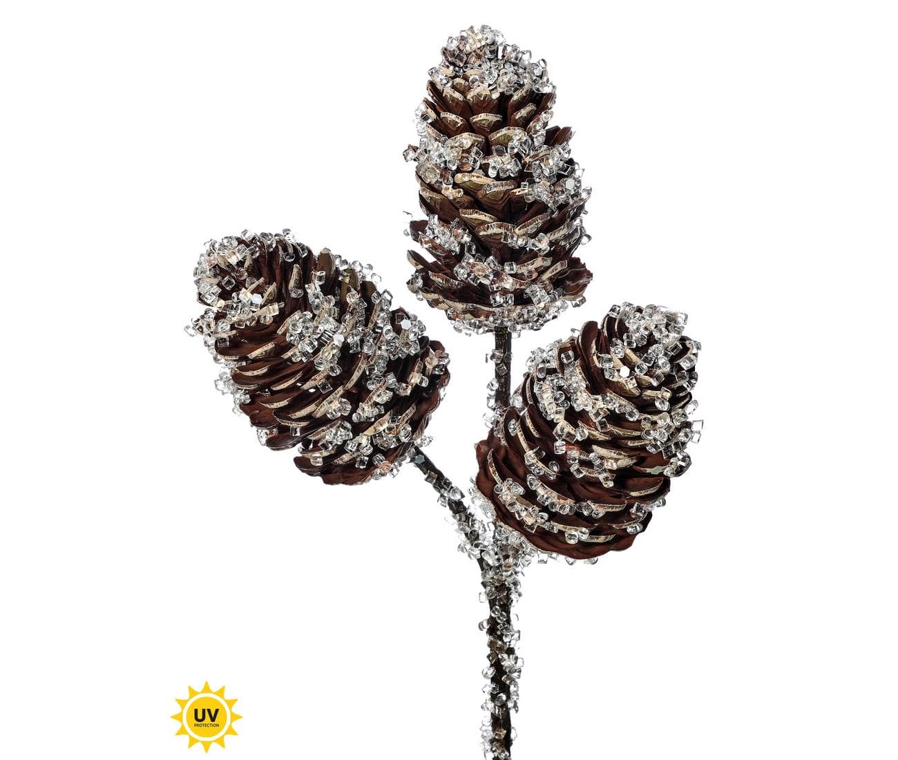 12" Brown Iced Pine Cone Pick/Holiday Decor/Christmas Decorations/Poinsettia Picks/Poinsettia Flowers/Poinsettia Plant/Cone Pick
