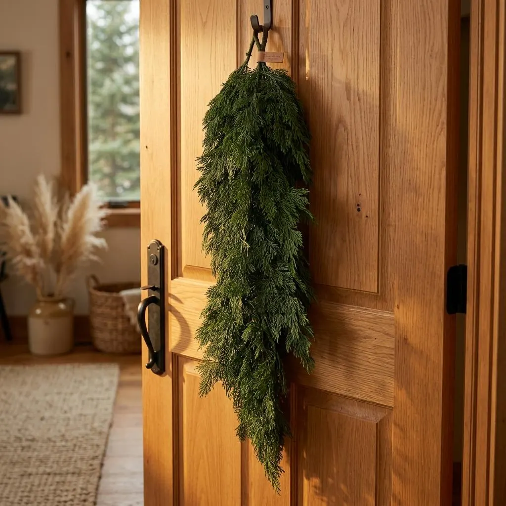 34" Dark Green Real Touch Cedar Garland/Vines For Wedding/Greenery/Wedding Centerpieces/Home Decor/Faux Vines/Silk Vines/Garlands