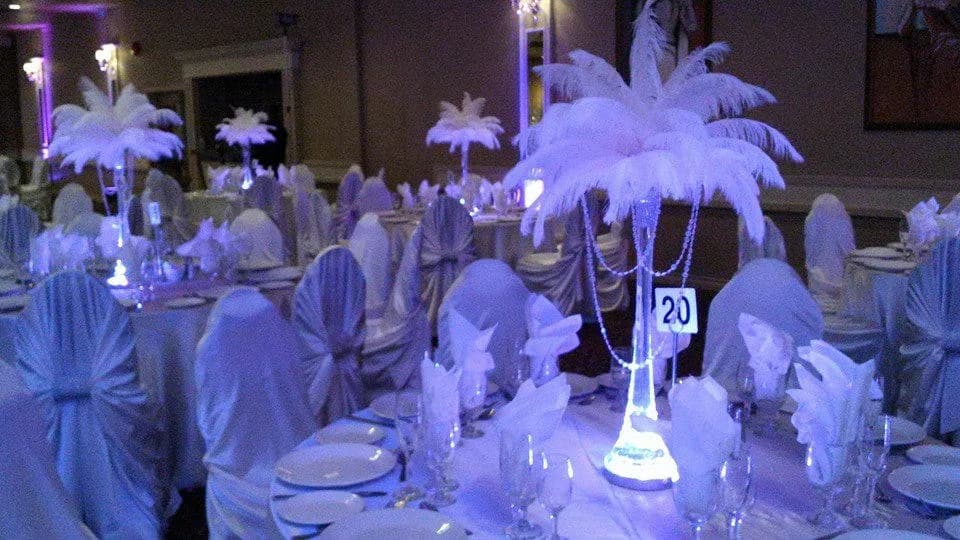 Acrylic Garland Vase Ostrich Feather Centerpiece for Weddings/Birthday/Holiday parties/Great Gatsby/ Roaring 20's/Hollywood Glam Themes