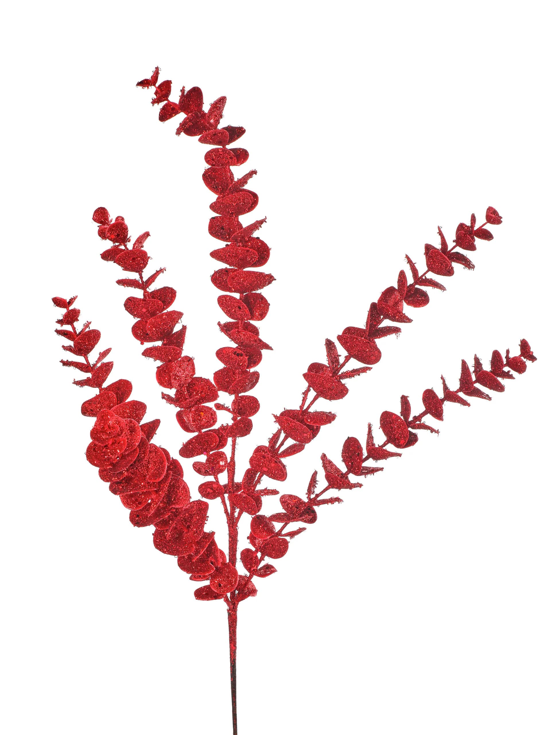 24" Red Glitter Eucalyptus Spray/Sprays/Faux Spray/Wedding Decor/Holiday Decor/Table Decor/Christmas DIY Crafts/Xmas Decor