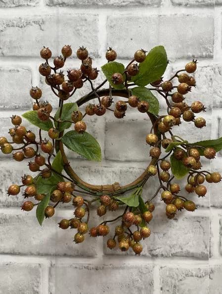 6" Blueberry Candle Wreath/Fall Wreath/Natural Wreath/Outdoor Wreath/Green Outdoor Wreath/Green Leaf/Autumn Wreath/Artificial Fall