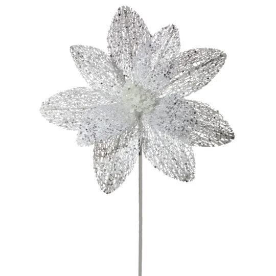 22" Mica & Glitter Net Poinsettia/Holiday Decor/Christmas Decorations/Poinsettia Picks/Poinsettia Flowers/Poinsettia Plants