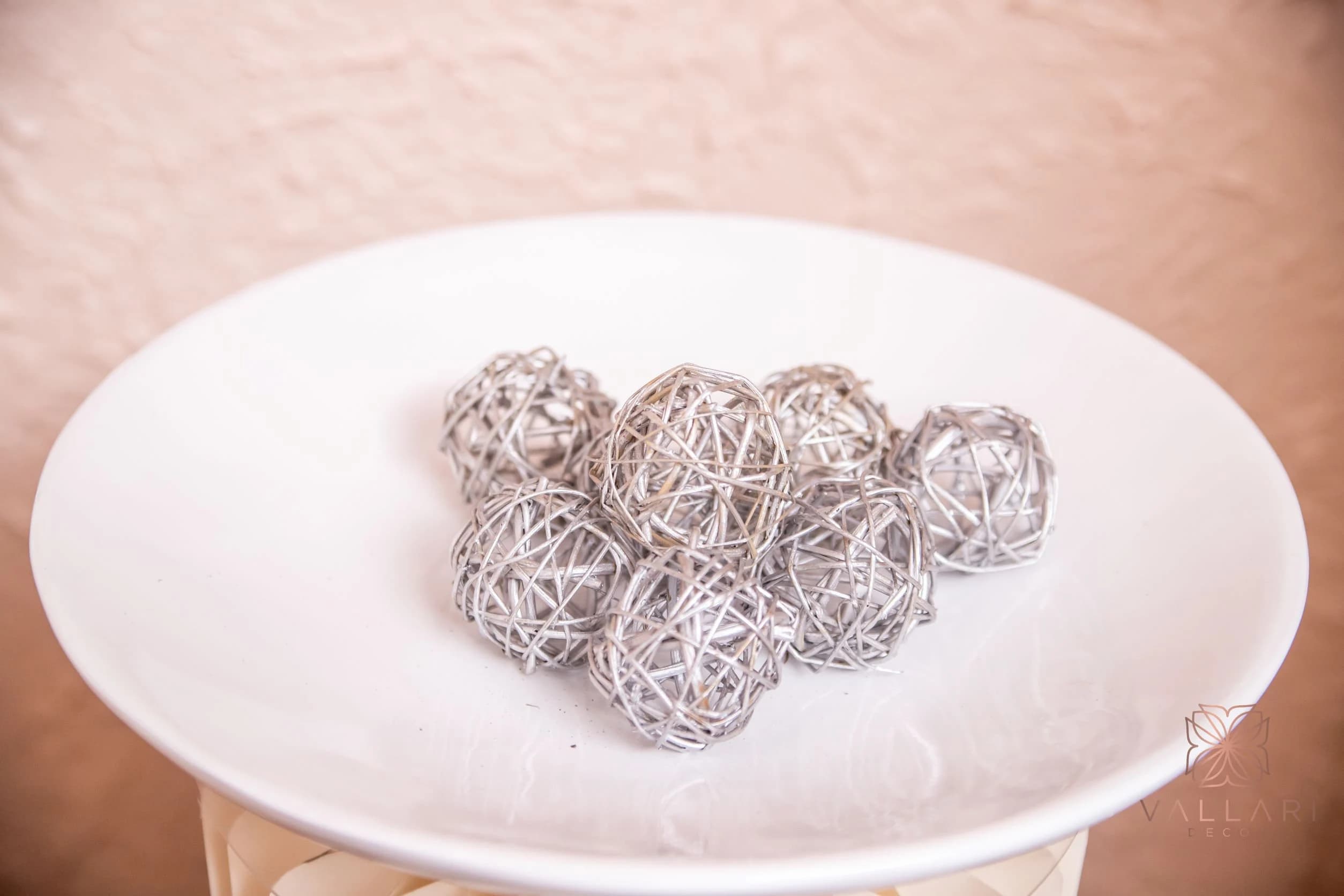 Silver Sparkle Wicker Balls, 8pc Decorative Balls, Rustic Decor Ideas, Rustic Bawl Filler, Wicker Decoration,  Rustic Table Decor