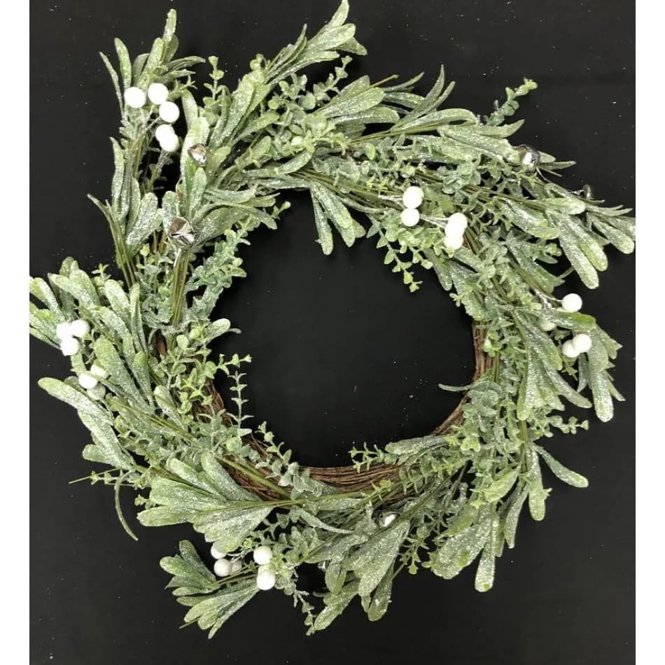 18"/22" Bell, White Berries Glitter Green Wreath/Garlands/Wedding Centerpieces/Home Decor/Faux Vines/Silk Vines/Garlands
