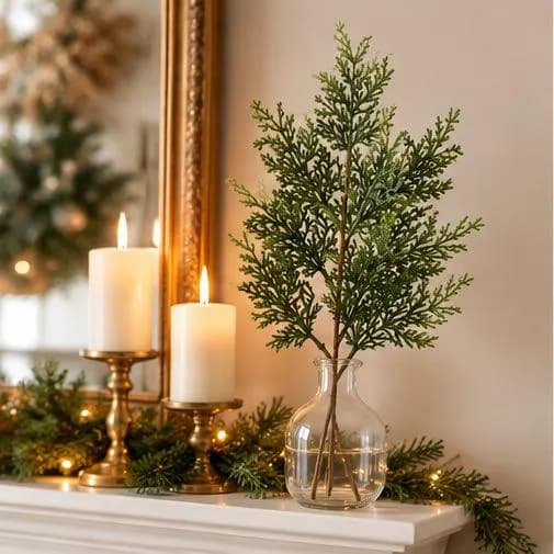 17-inch Cedar Spray for Christmas Wreaths, Garlands & Floral Arrangements, Seasonal Greenery Craft Supply