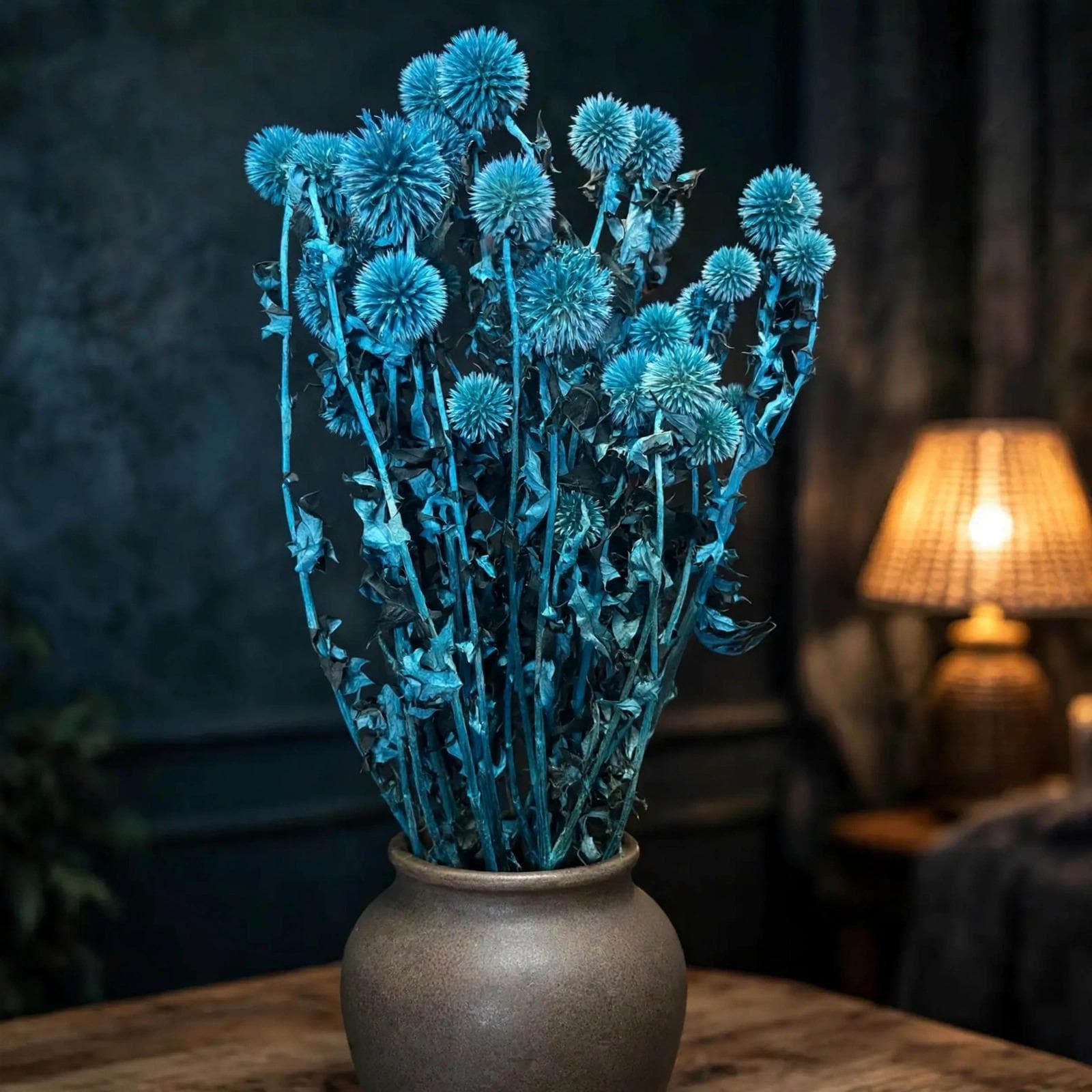 Echinops Preserved Blue 24 Inch | 5 Oz | Preserved Thistle Flowers