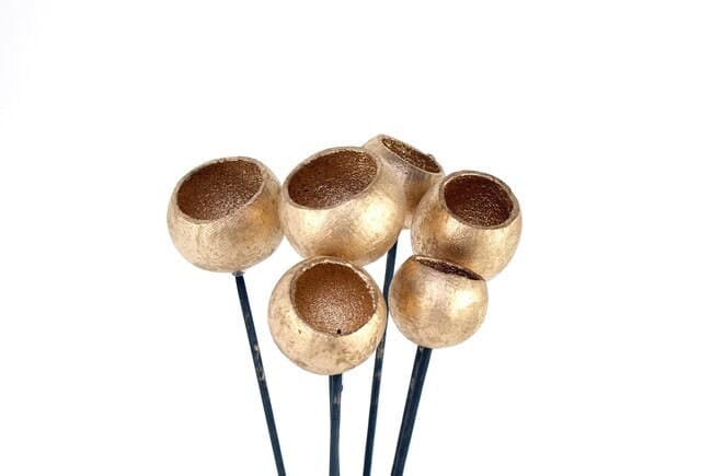 6PC Gold Bell Cups/Decorative Balls/Rustic Decor/Rustic Bawl Filler/Wicker Decoration/Rustic Table Decor